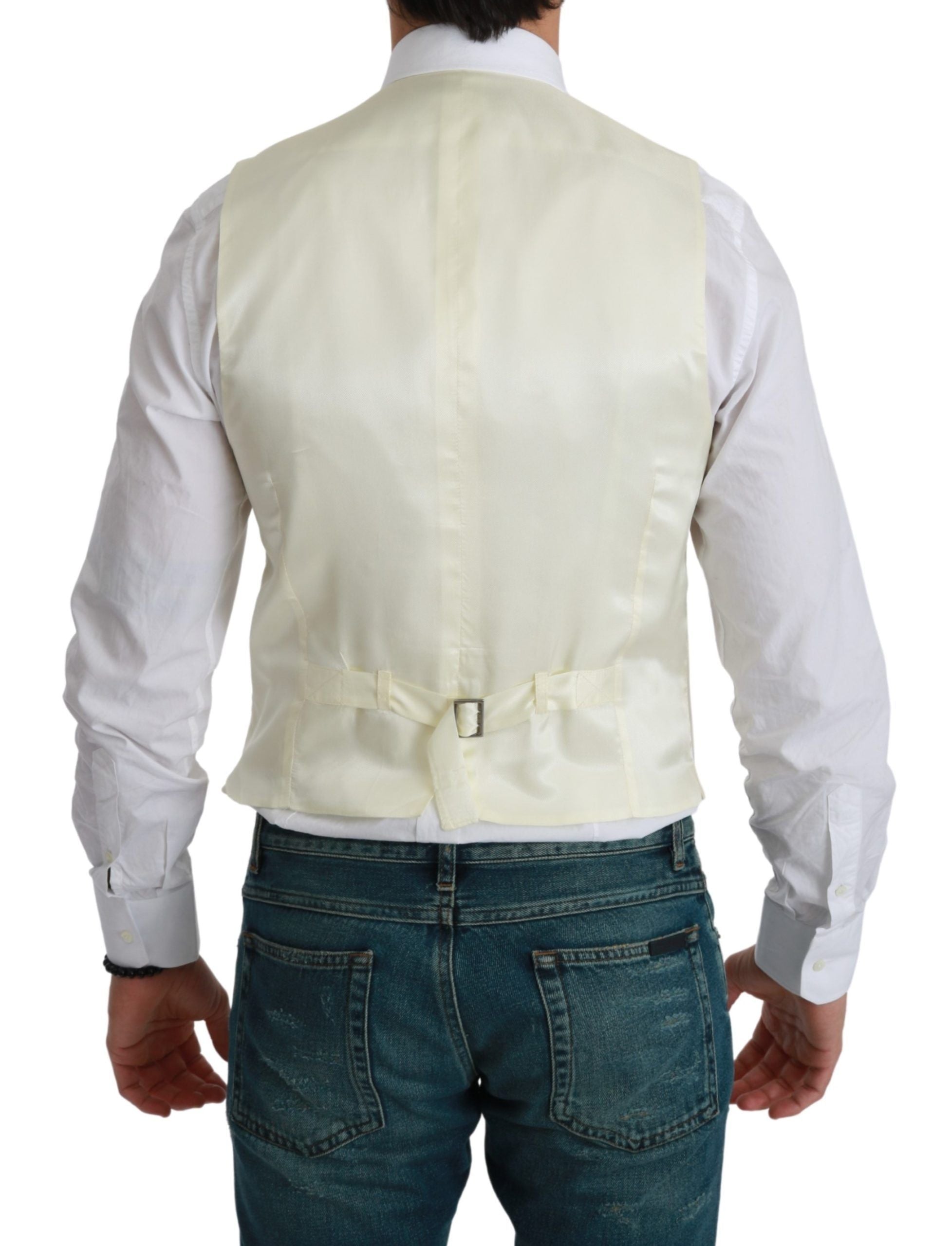 Dolce & Gabbana White Waistcoat Formal Wool Vest Dolce & Gabbana