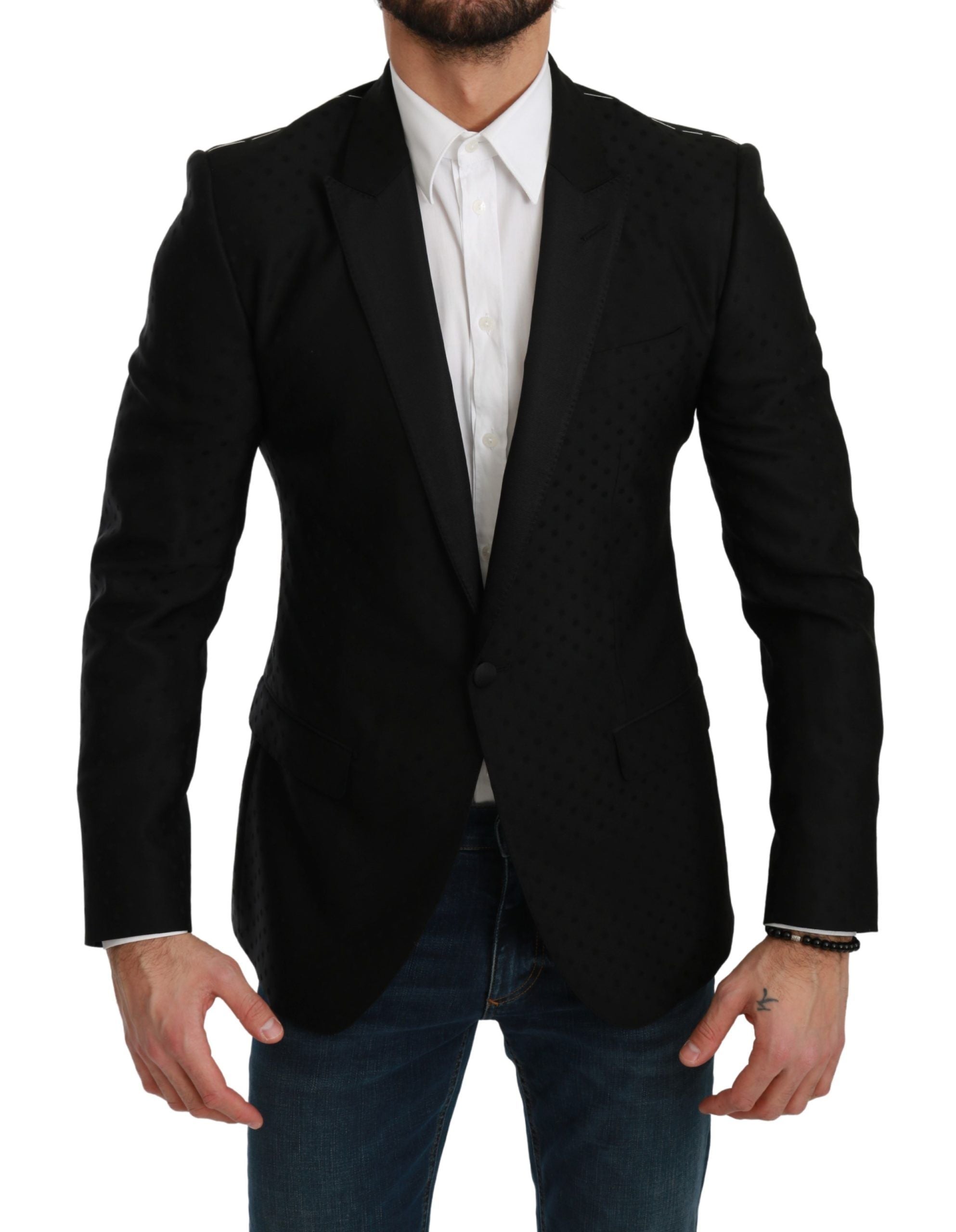 Dolce & Gabbana Black Slim Fit Coat Jacket MARTINI Blazer Dolce & Gabbana