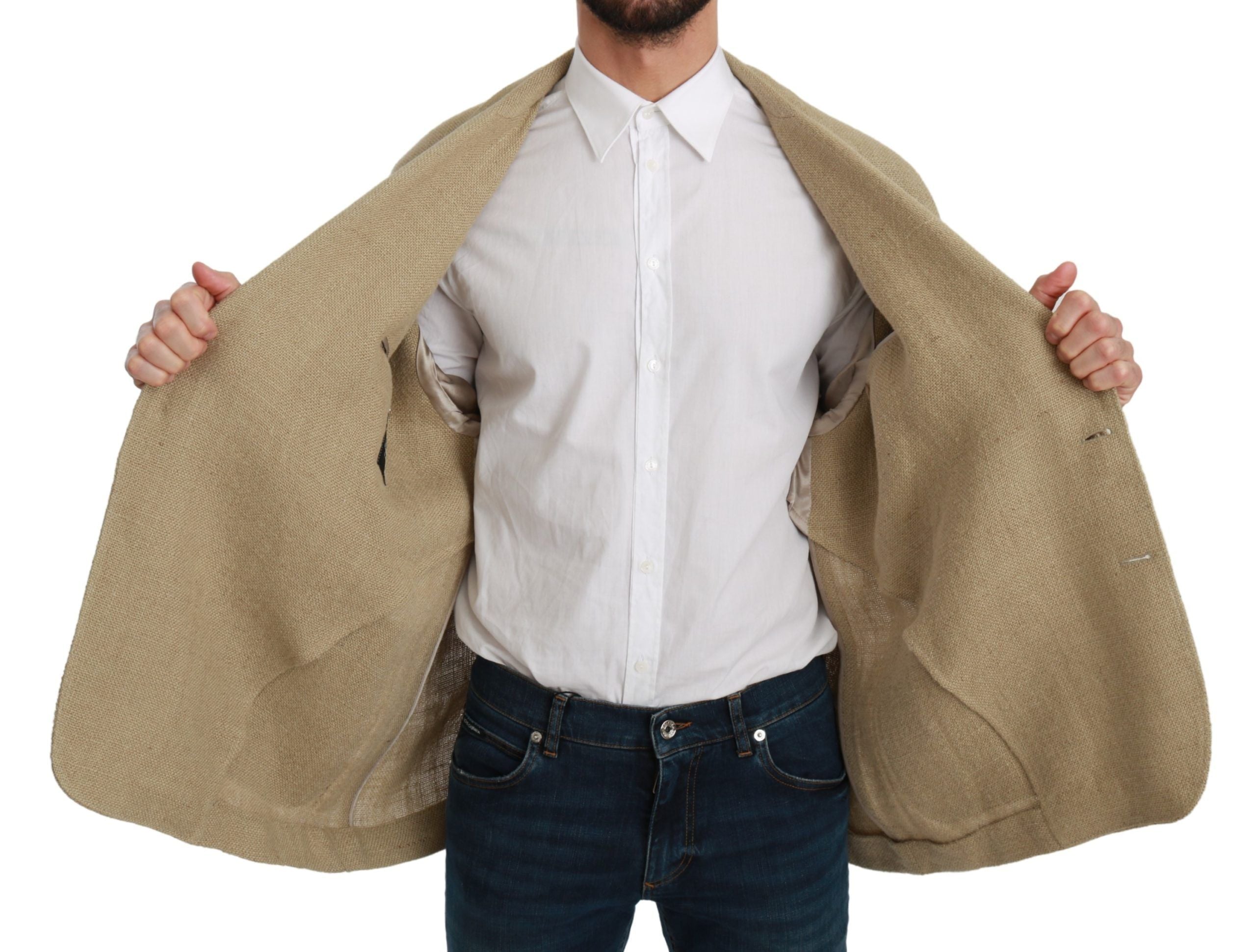 Dolce & Gabbana Beige Jacket Coat 100% Jute Blazer Coat Dolce & Gabbana
