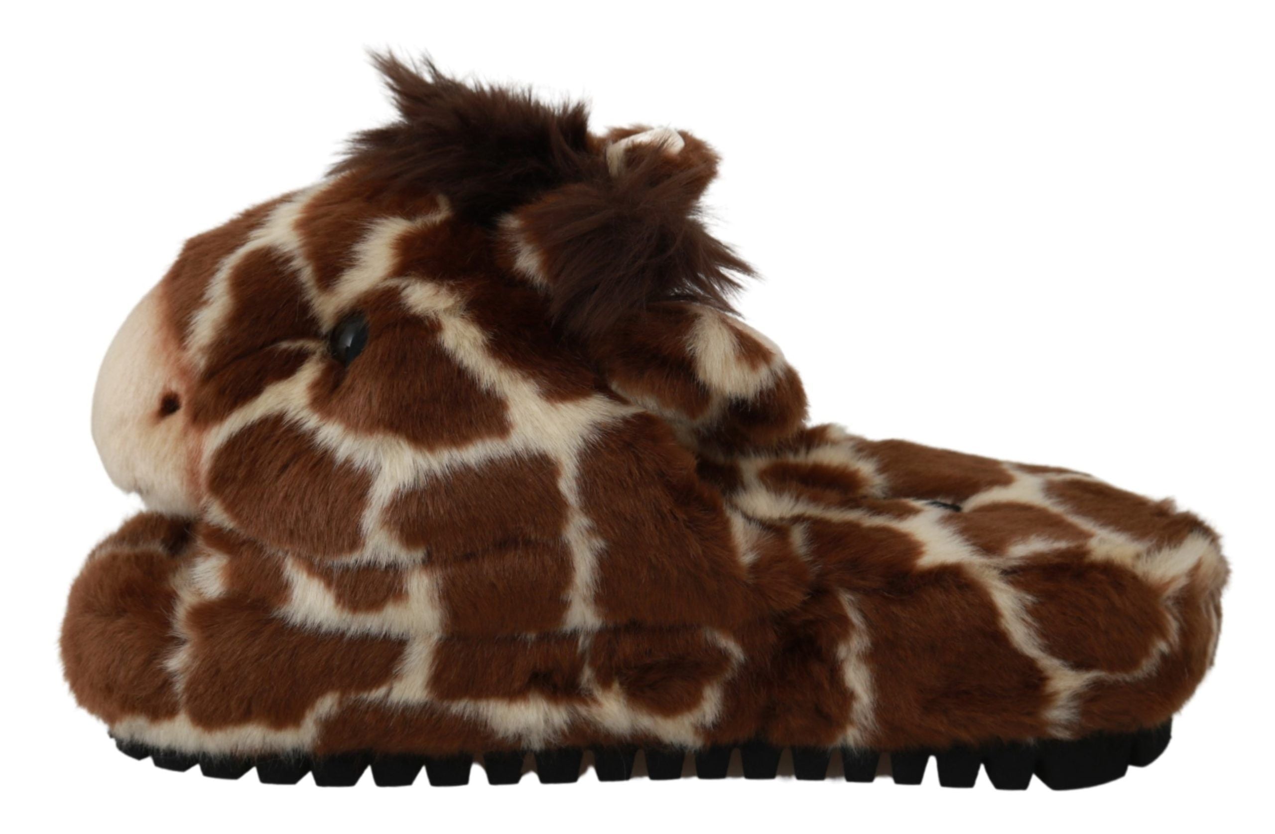 Dolce & Gabbana Brown Giraffe Slippers Flats Sandals Shoes Dolce & Gabbana