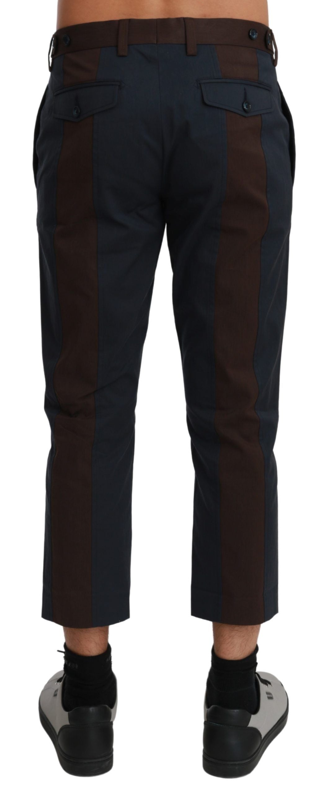 Dolce & Gabbana Brown Stripes Cropped Trousers Pants Dolce & Gabbana