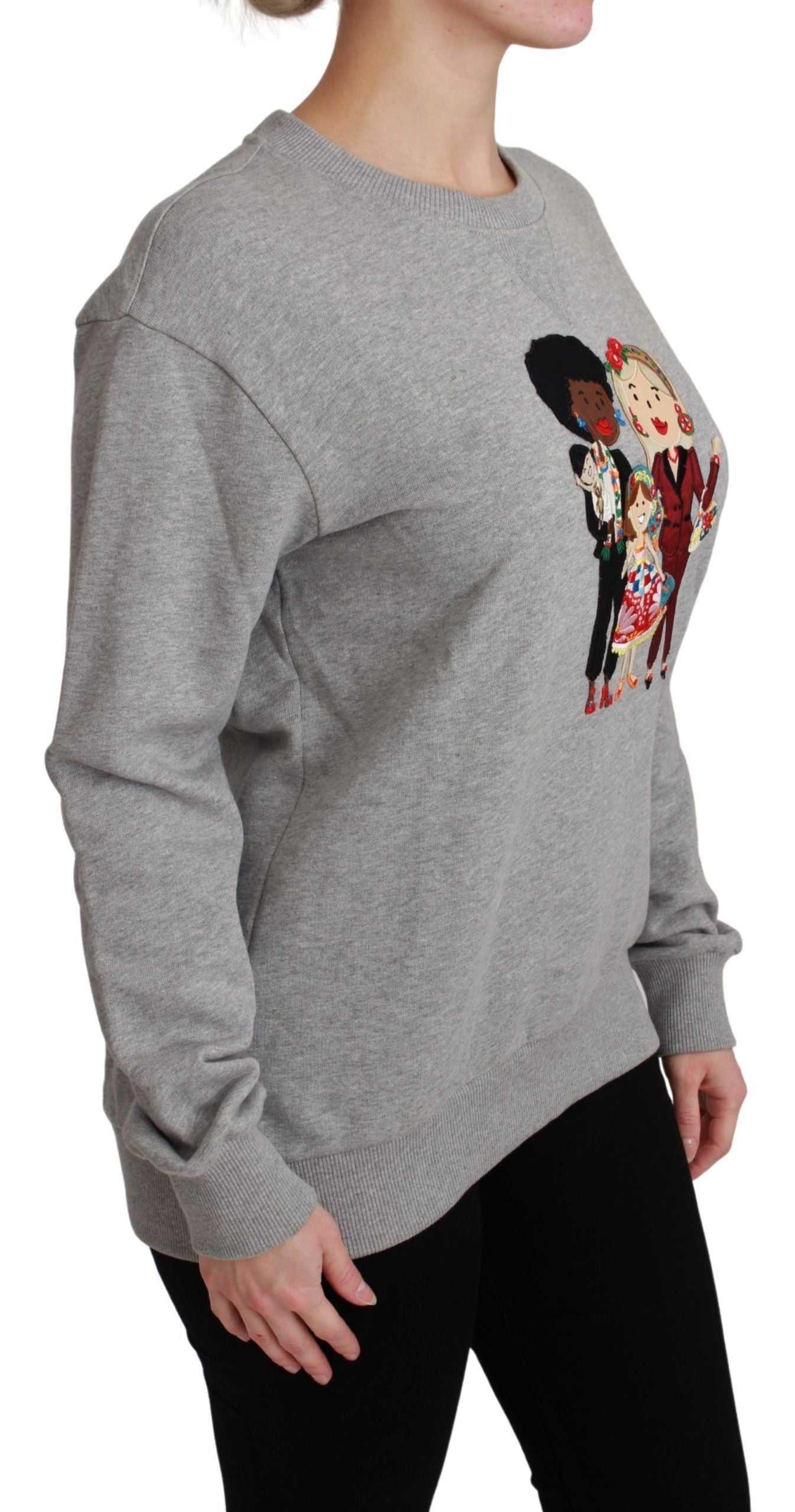 Dolce & Gabbana Gray #dgfamily Cotton Pullover Sweater Dolce & Gabbana