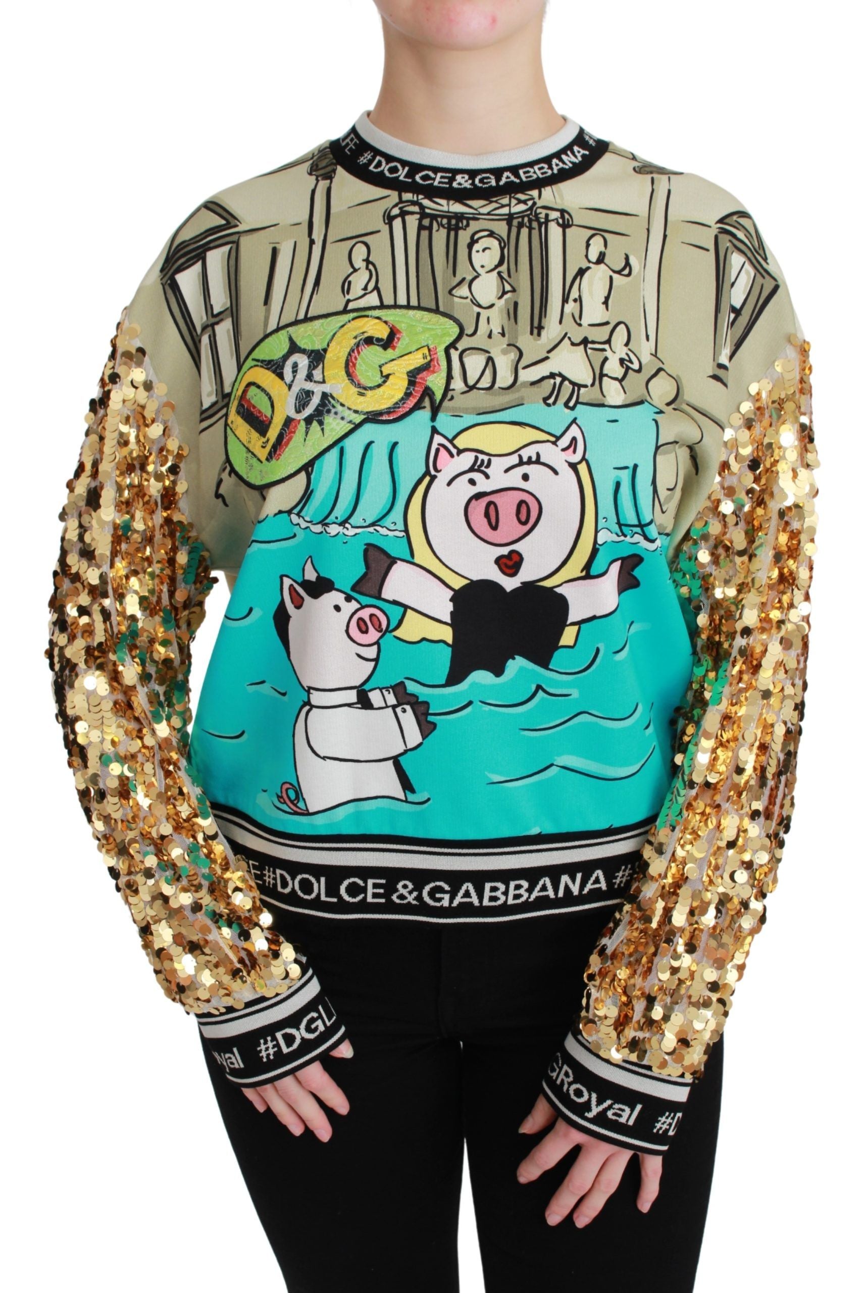 Dolce & Gabbana Year of the Pig Sequined Top Sweater Dolce & Gabbana