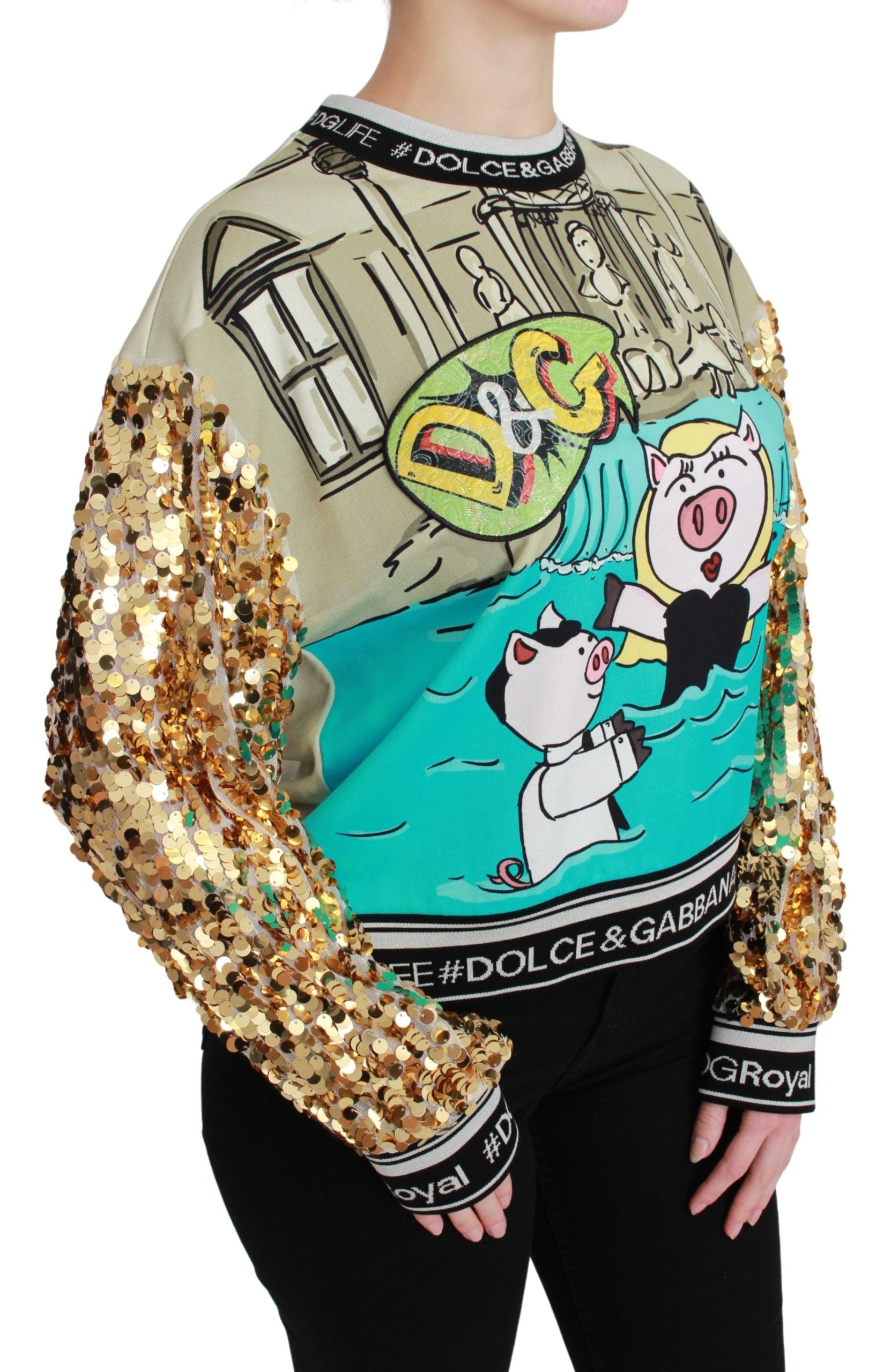 Dolce & Gabbana Year of the Pig Sequined Top Sweater Dolce & Gabbana