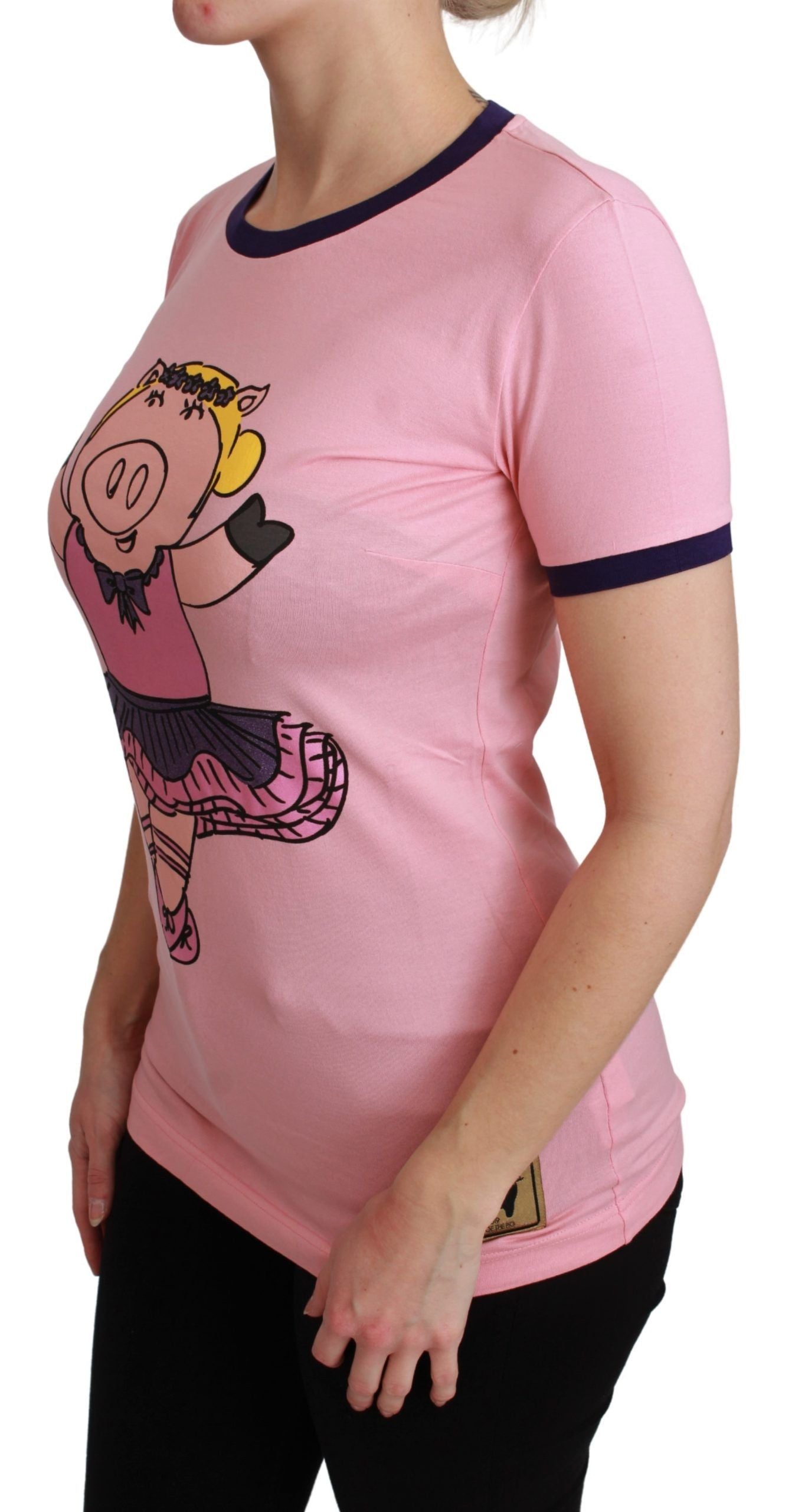 Dolce & Gabbana Pink YEAR OF THE PIG Top Cotton T-shirt Dolce & Gabbana