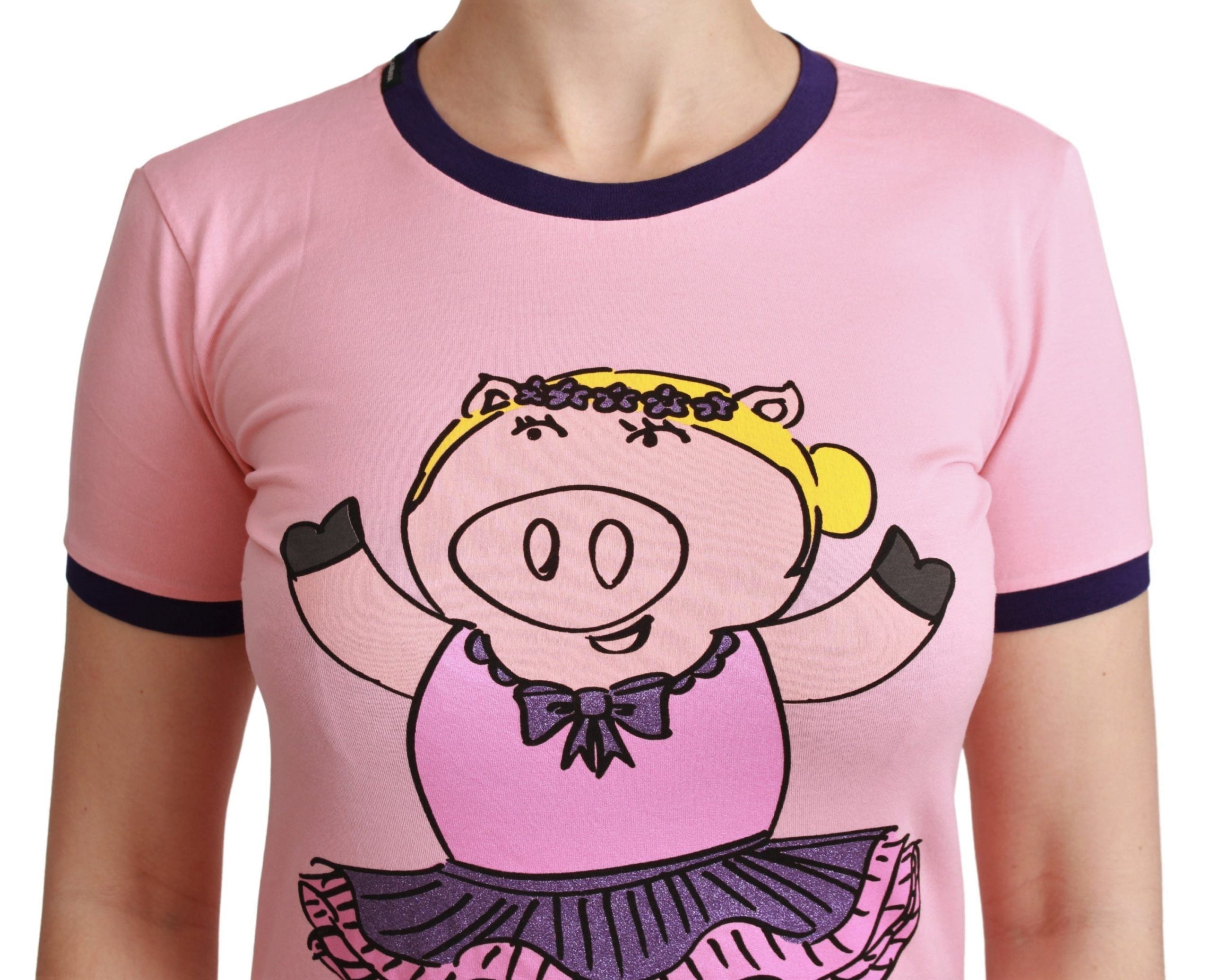 Dolce & Gabbana Pink YEAR OF THE PIG Top Cotton T-shirt Dolce & Gabbana