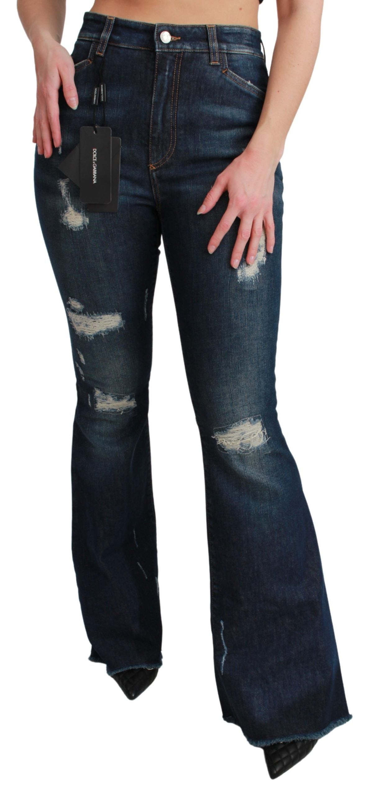 Dolce & Gabbana Blue Denim Cotton Stretch Flared Jeans Dolce & Gabbana
