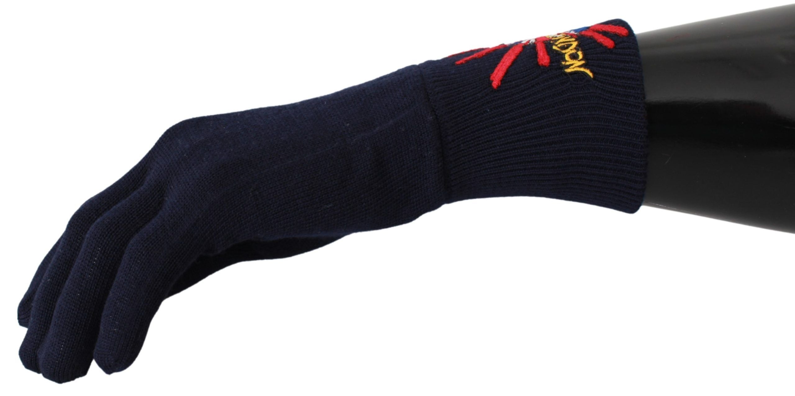 Dolce & Gabbana Blue #DGLovesLondon Embroidered Wool Gloves Dolce & Gabbana
