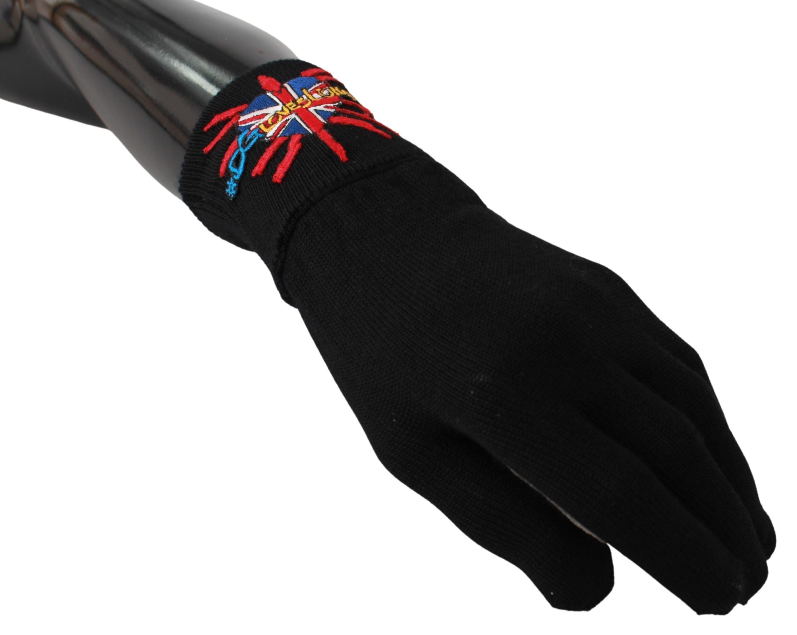 Dolce & Gabbana Black #DGLovesLondon Embroidered Wool Gloves Dolce & Gabbana