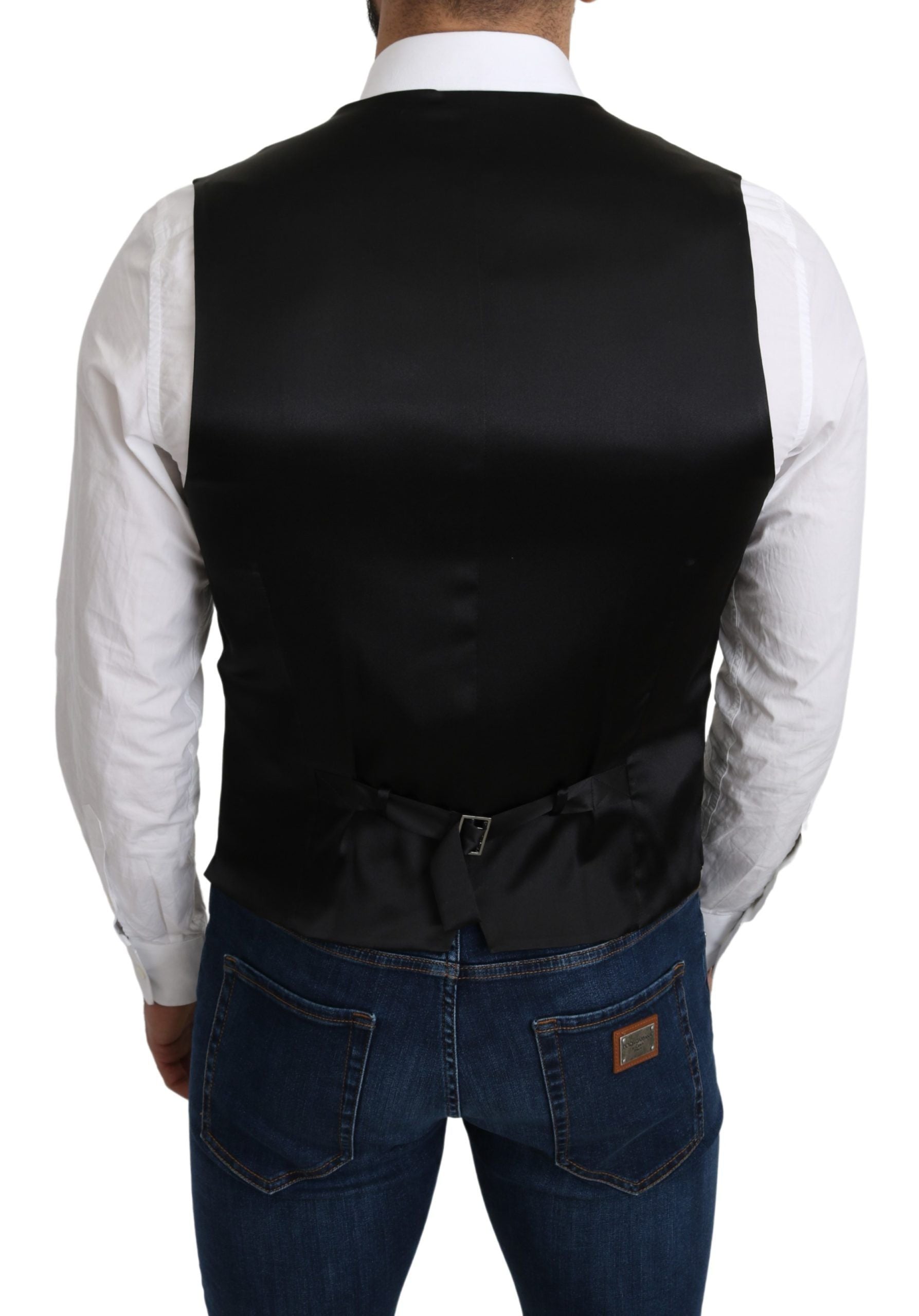 Dolce & Gabbana Gray 100% Silk Formal Coat Vest Dolce & Gabbana