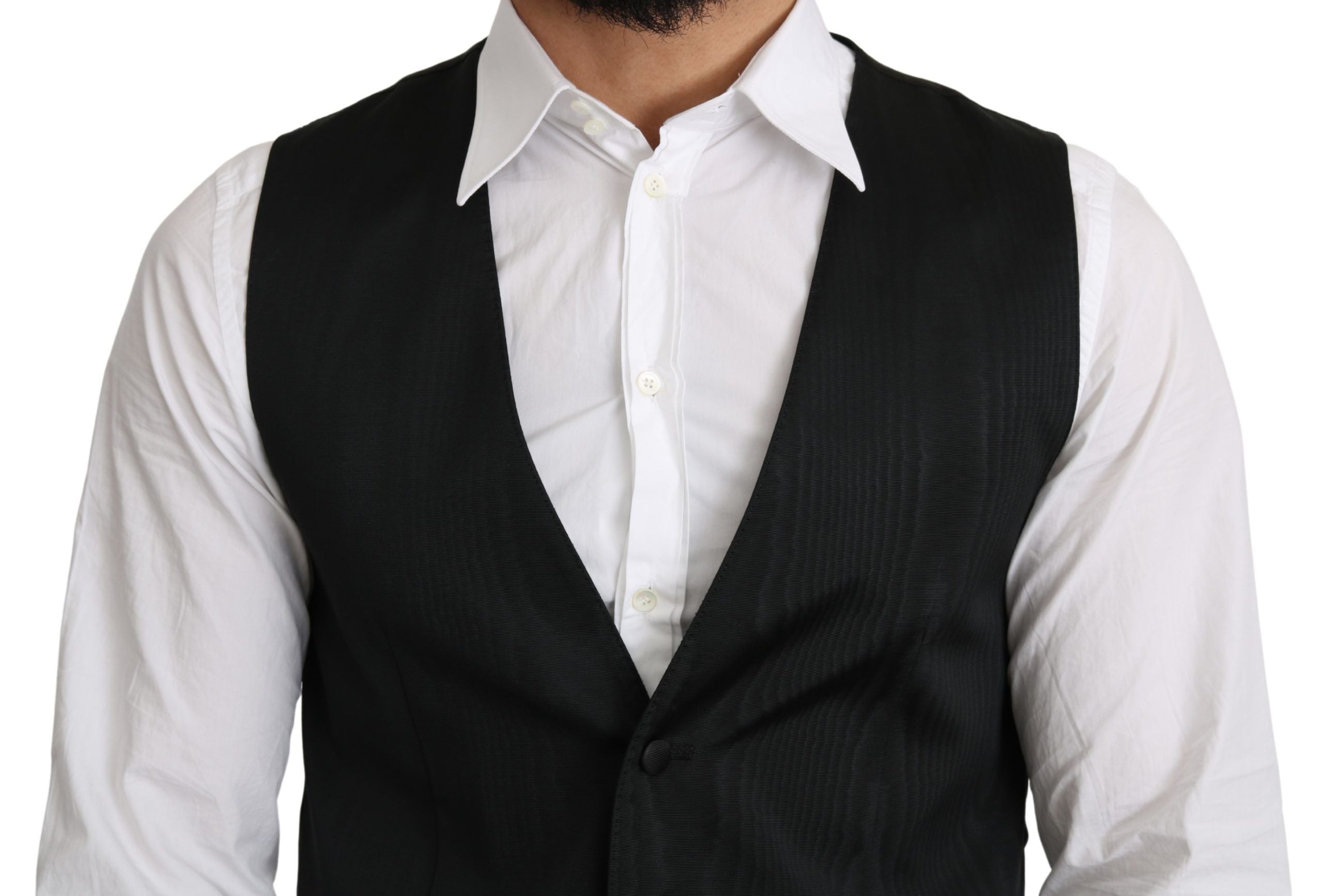 Dolce & Gabbana Gray 100% Silk Formal Coat Vest Dolce & Gabbana