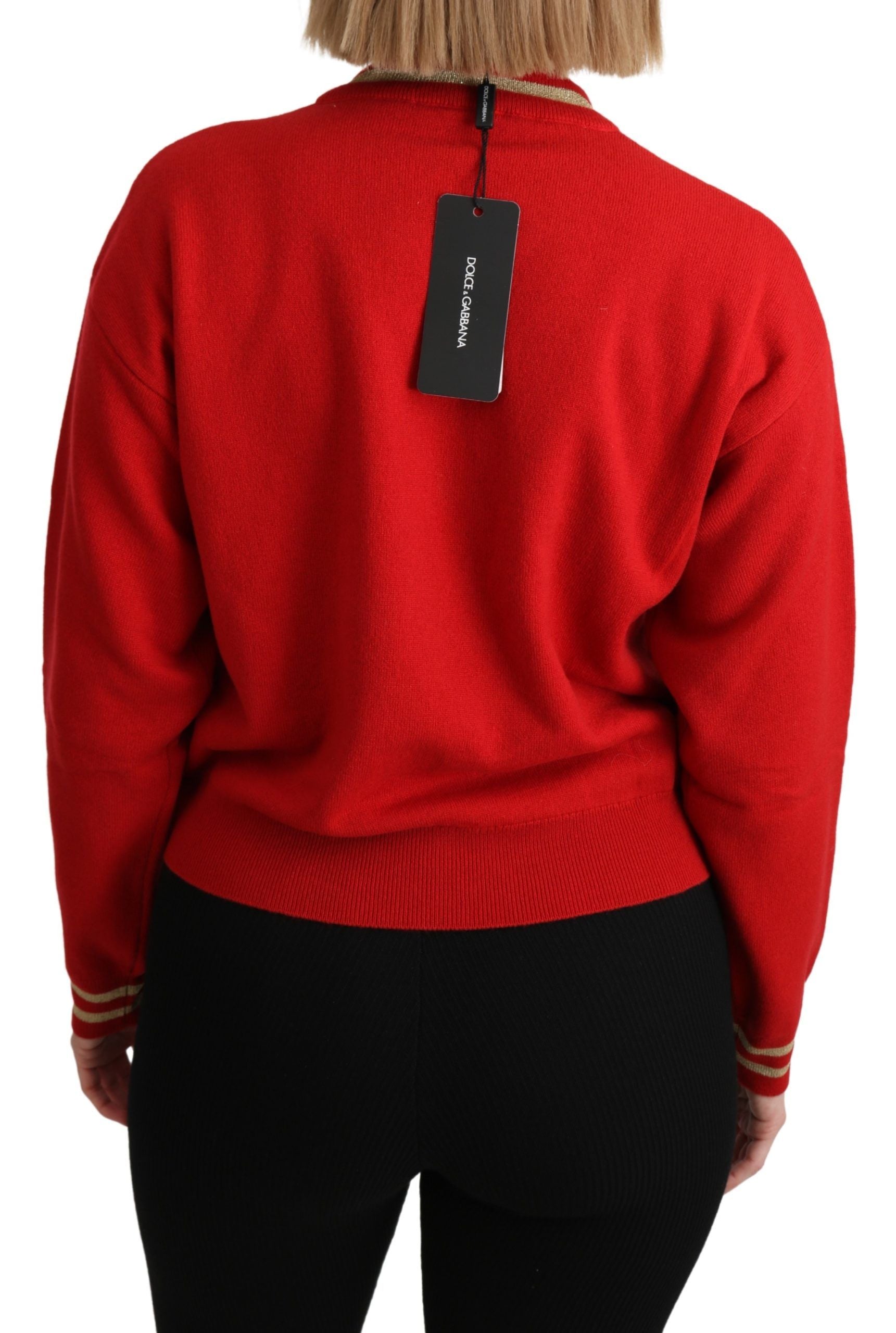Dolce & Gabbana Red Knitted Cashmere Cartoon Top Sweater Dolce & Gabbana