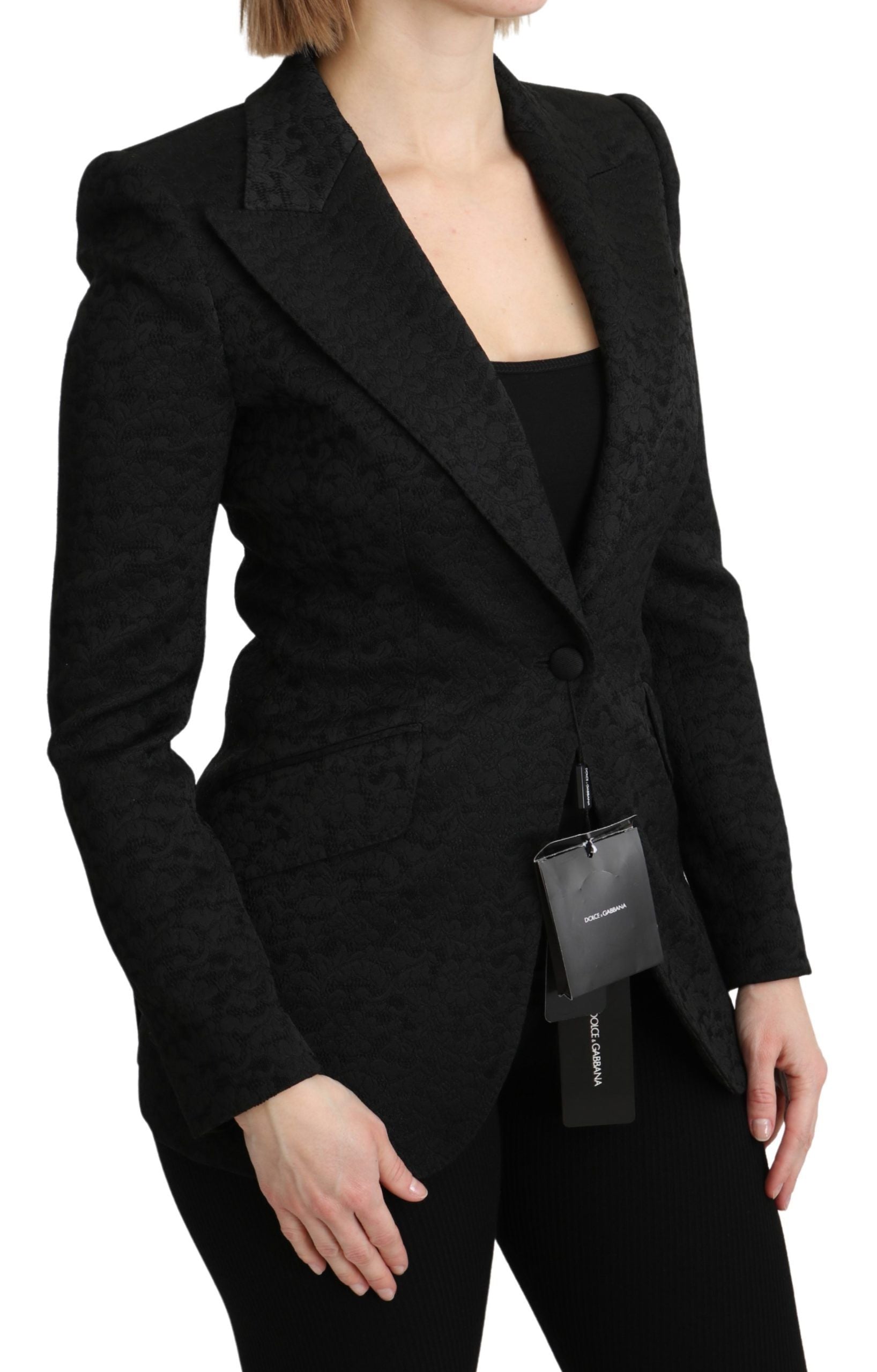 Dolce & Gabbana Black Brocade Single Breasted Blazer Jacket Dolce & Gabbana