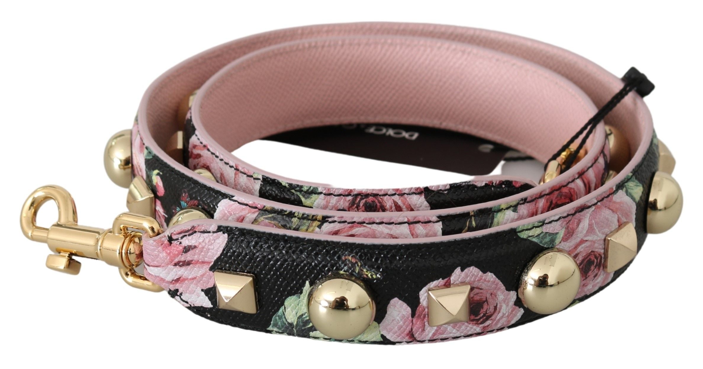 Dolce & Gabbana Pink Floral Leather Stud Accessory Shoulder Strap Dolce & Gabbana