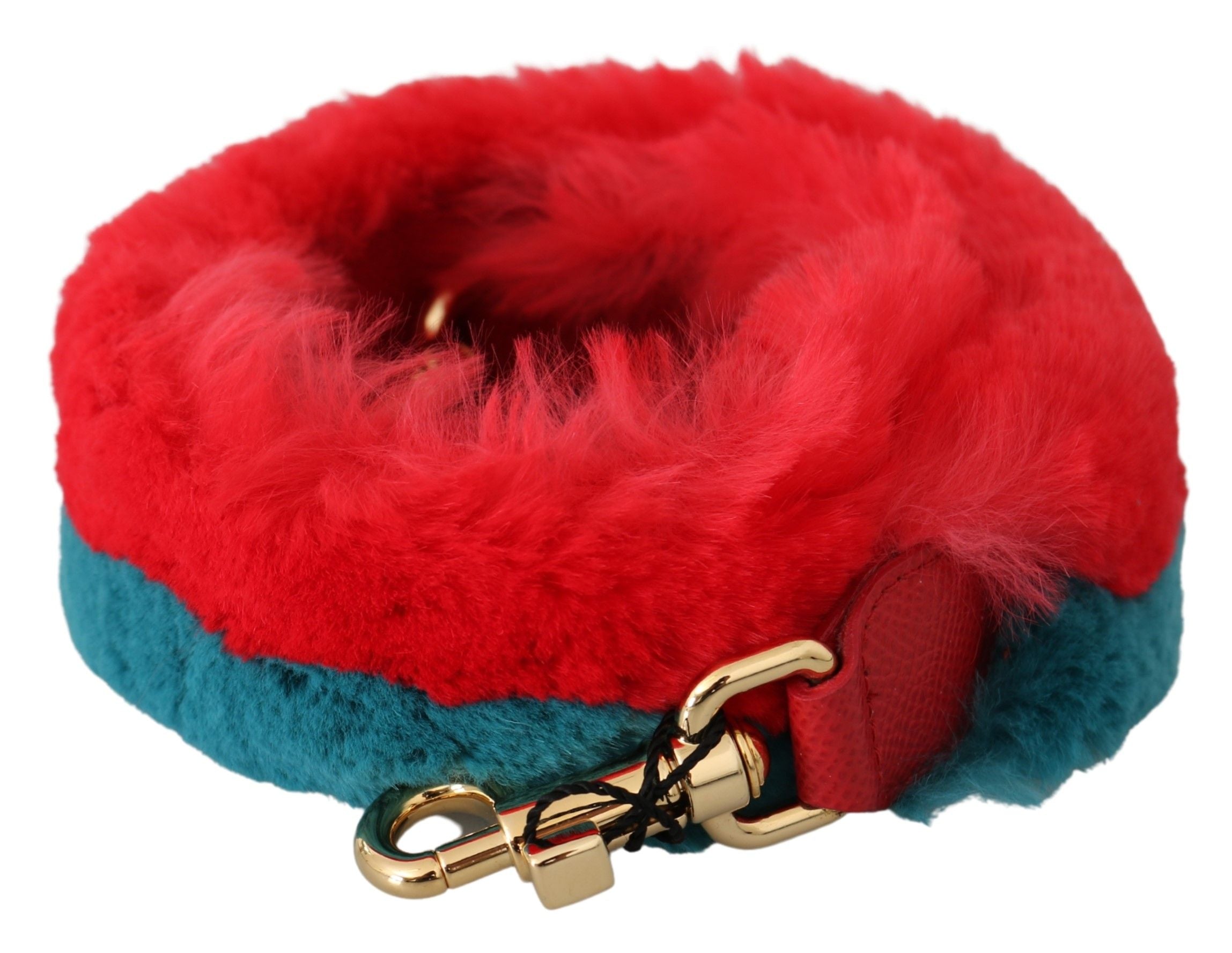 Dolce & Gabbana Red Blue Rabbit Fur Leather Shoulder Strap Dolce & Gabbana