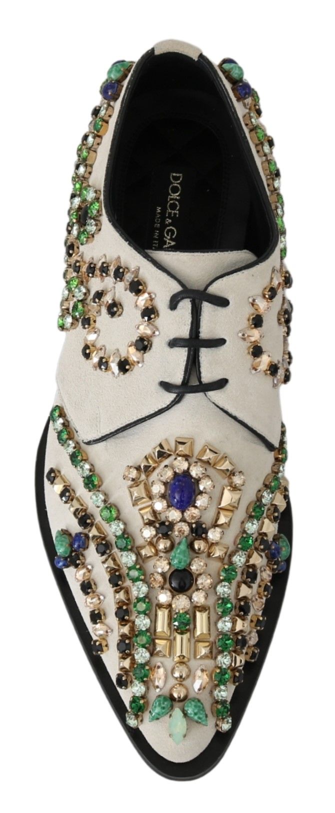Dolce & Gabbana White Suede Crystal Dress Broque Shoes Dolce & Gabbana