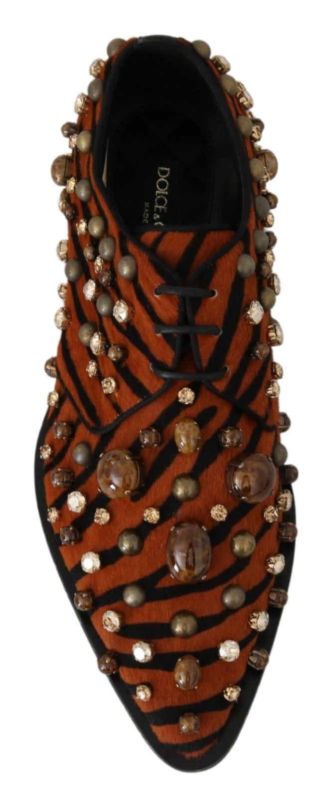 Dolce & Gabbana Orange Pony Hair Crystal Dress Broque Shoes Dolce & Gabbana