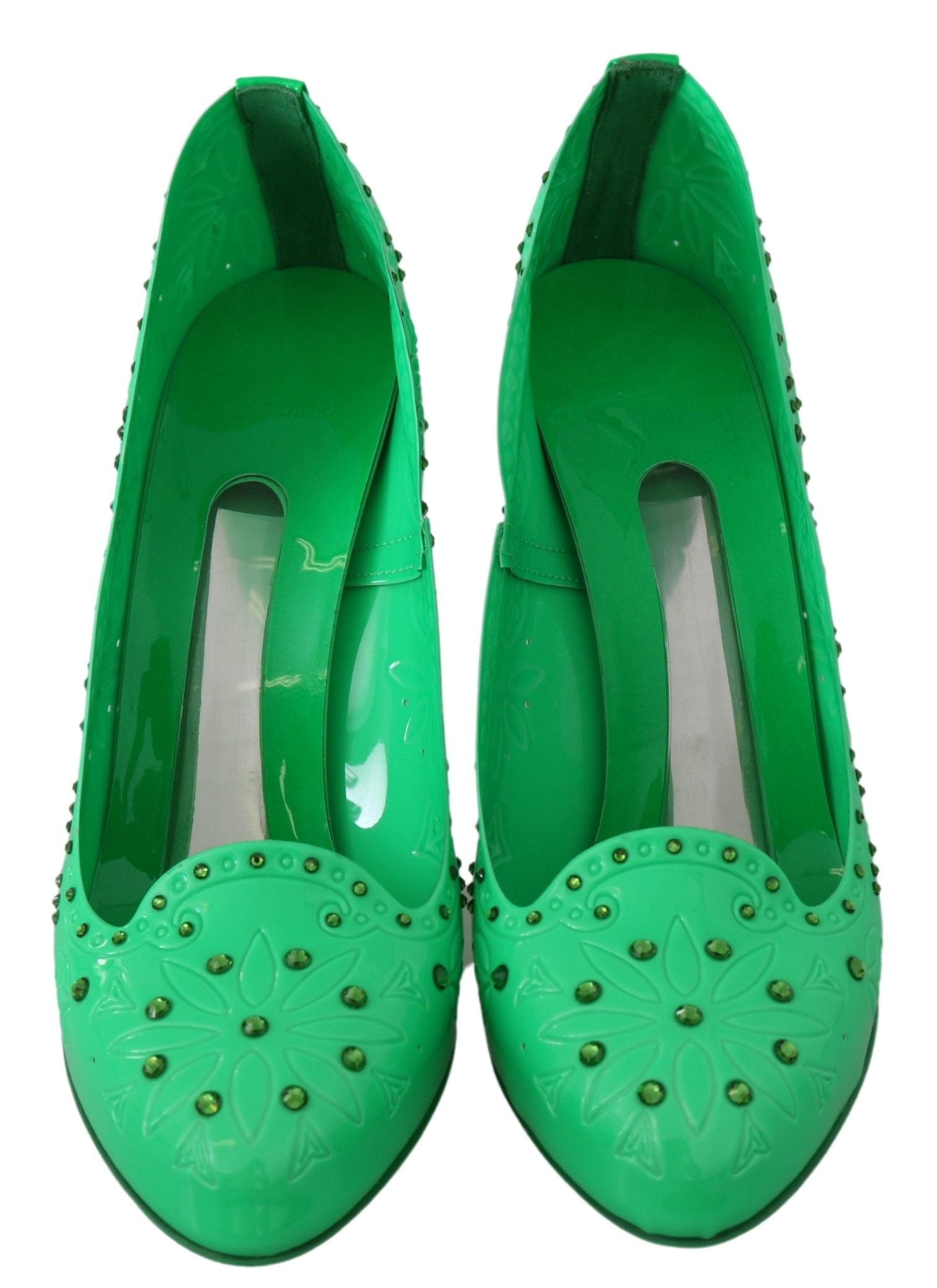 Dolce & Gabbana Green Crystal Floral CINDERELLA Heels Shoes Dolce & Gabbana