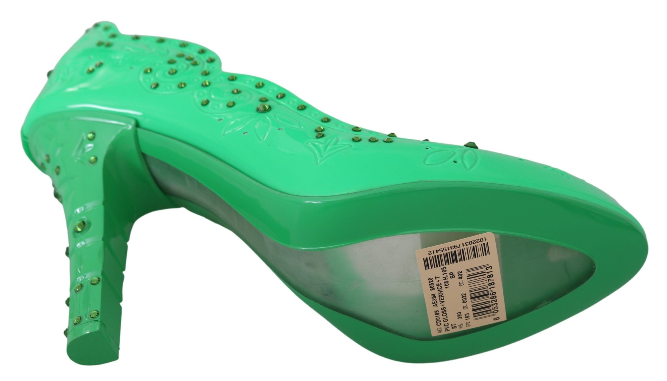 Dolce & Gabbana Green Crystal Floral CINDERELLA Heels Shoes Dolce & Gabbana