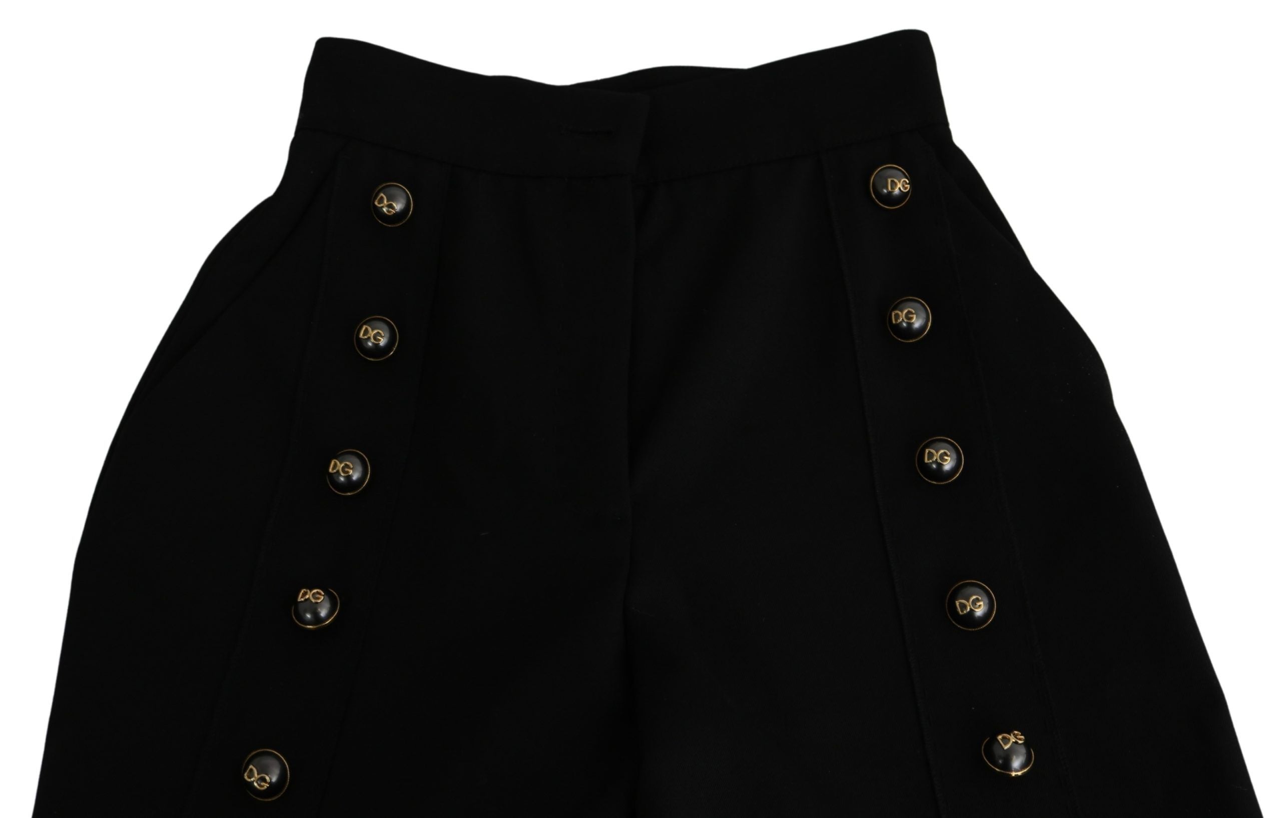 Dolce & Gabbana Black Wide Wool Leg Cropped Trouser Pant Dolce & Gabbana