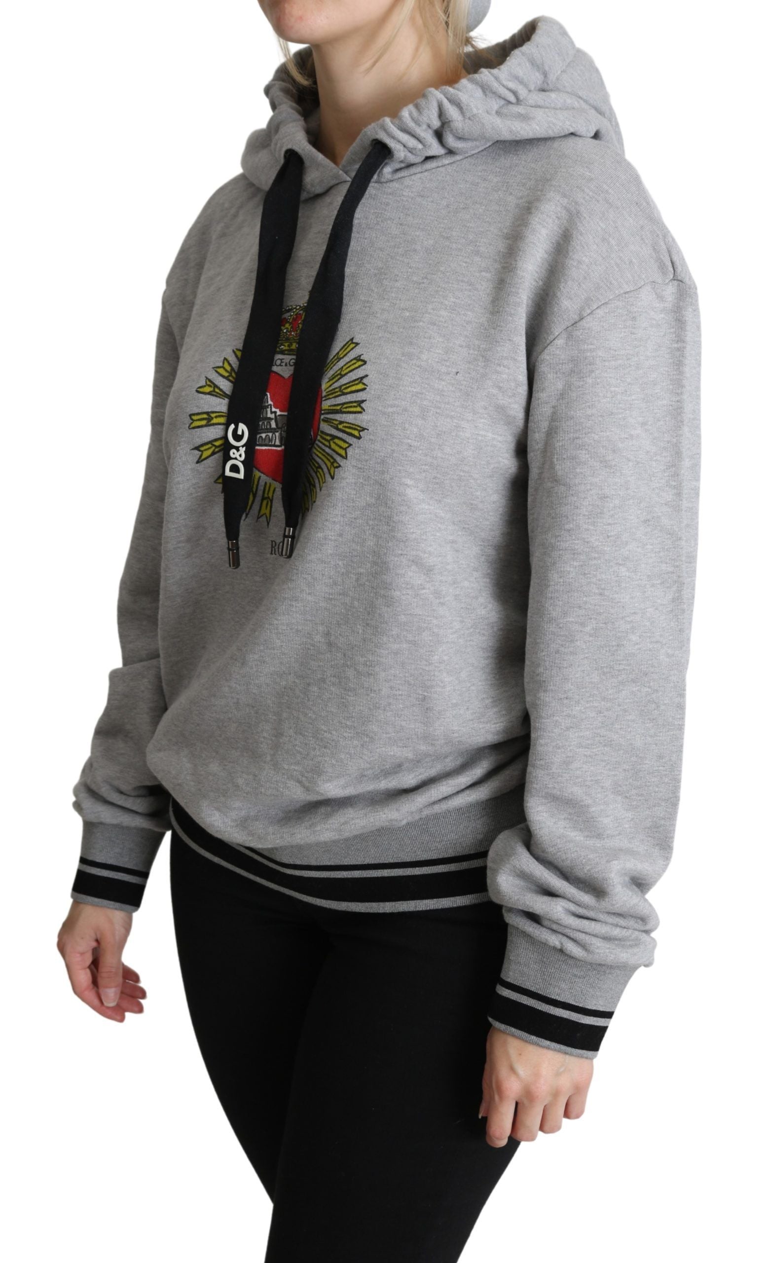 Dolce & Gabbana Gray Printed Hooded Exclusive Logo Sweater Dolce & Gabbana