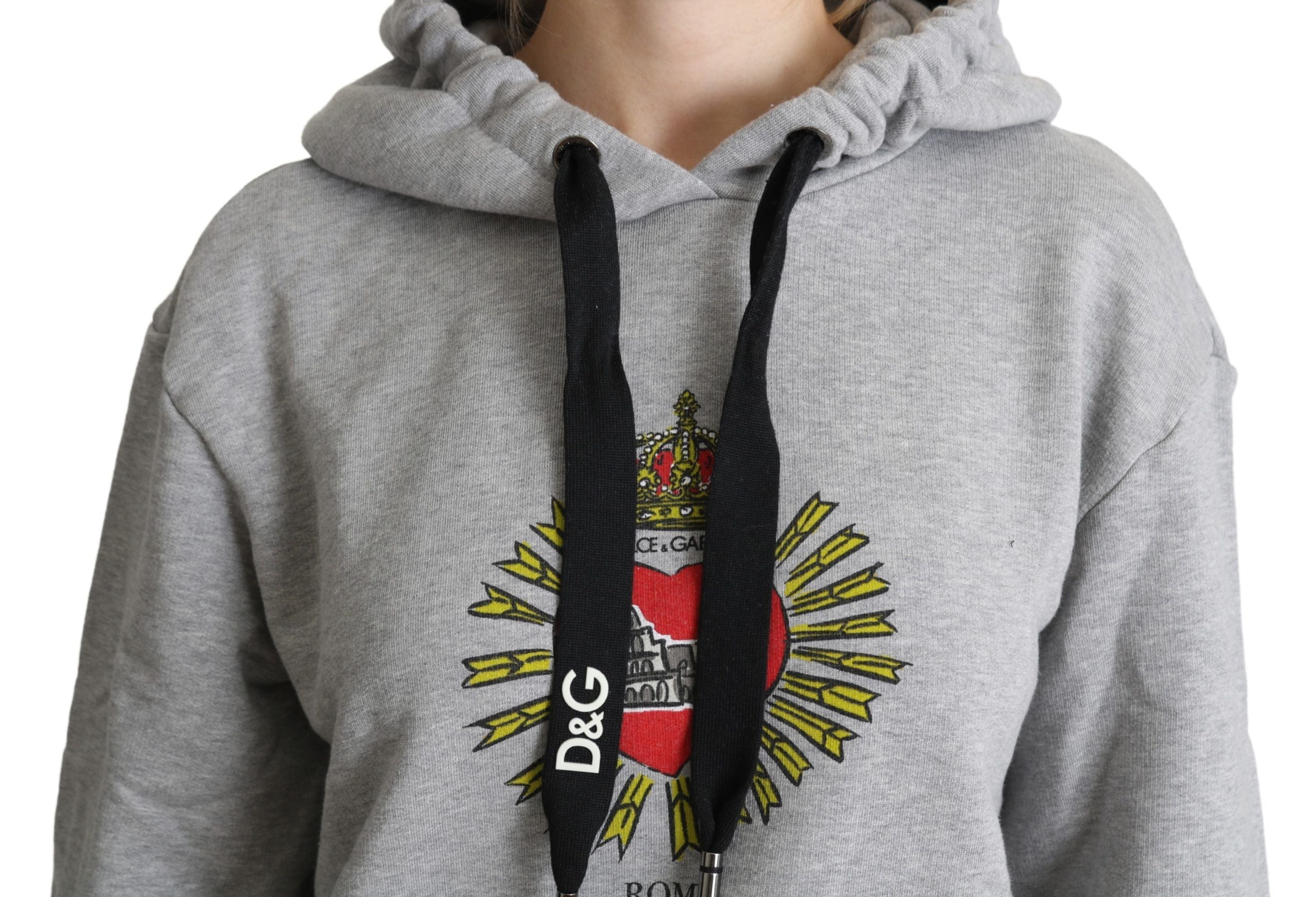 Dolce & Gabbana Gray Printed Hooded Exclusive Logo Sweater Dolce & Gabbana