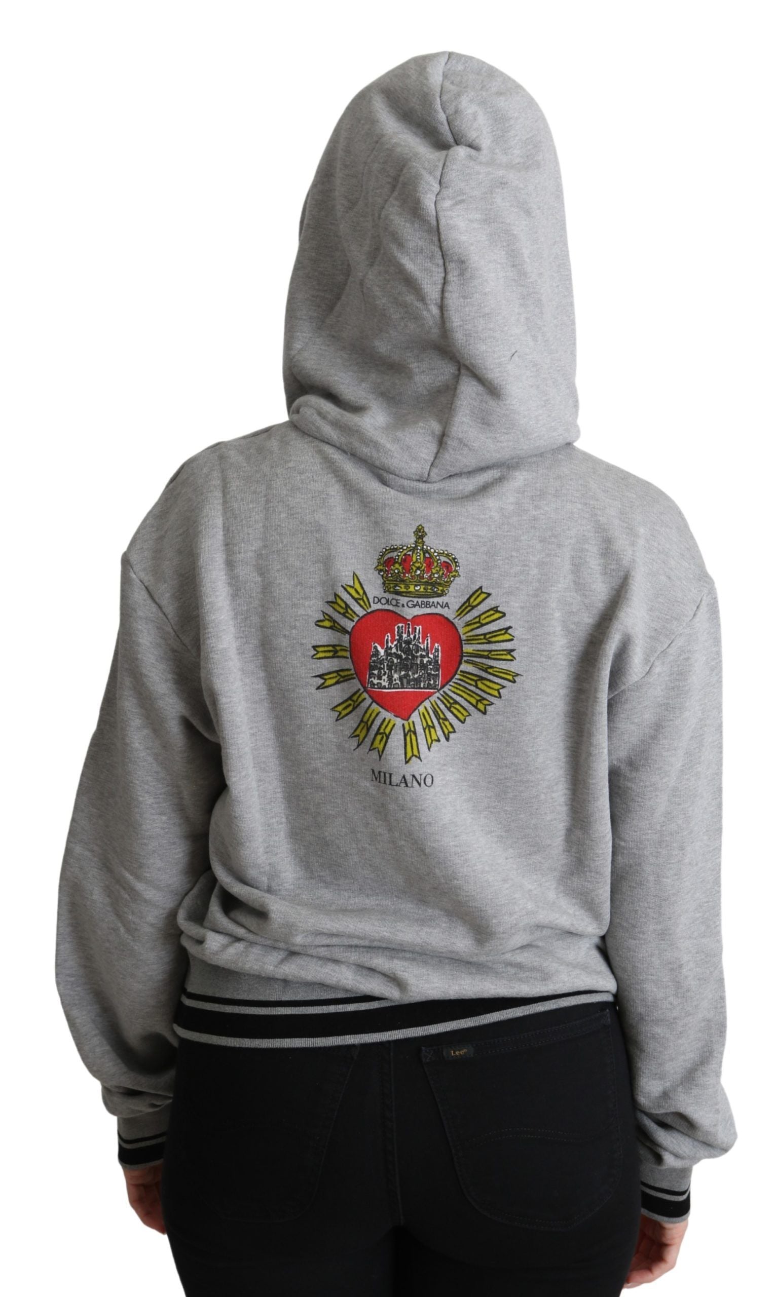 Dolce & Gabbana Gray Printed Hooded Exclusive Logo Sweater Dolce & Gabbana