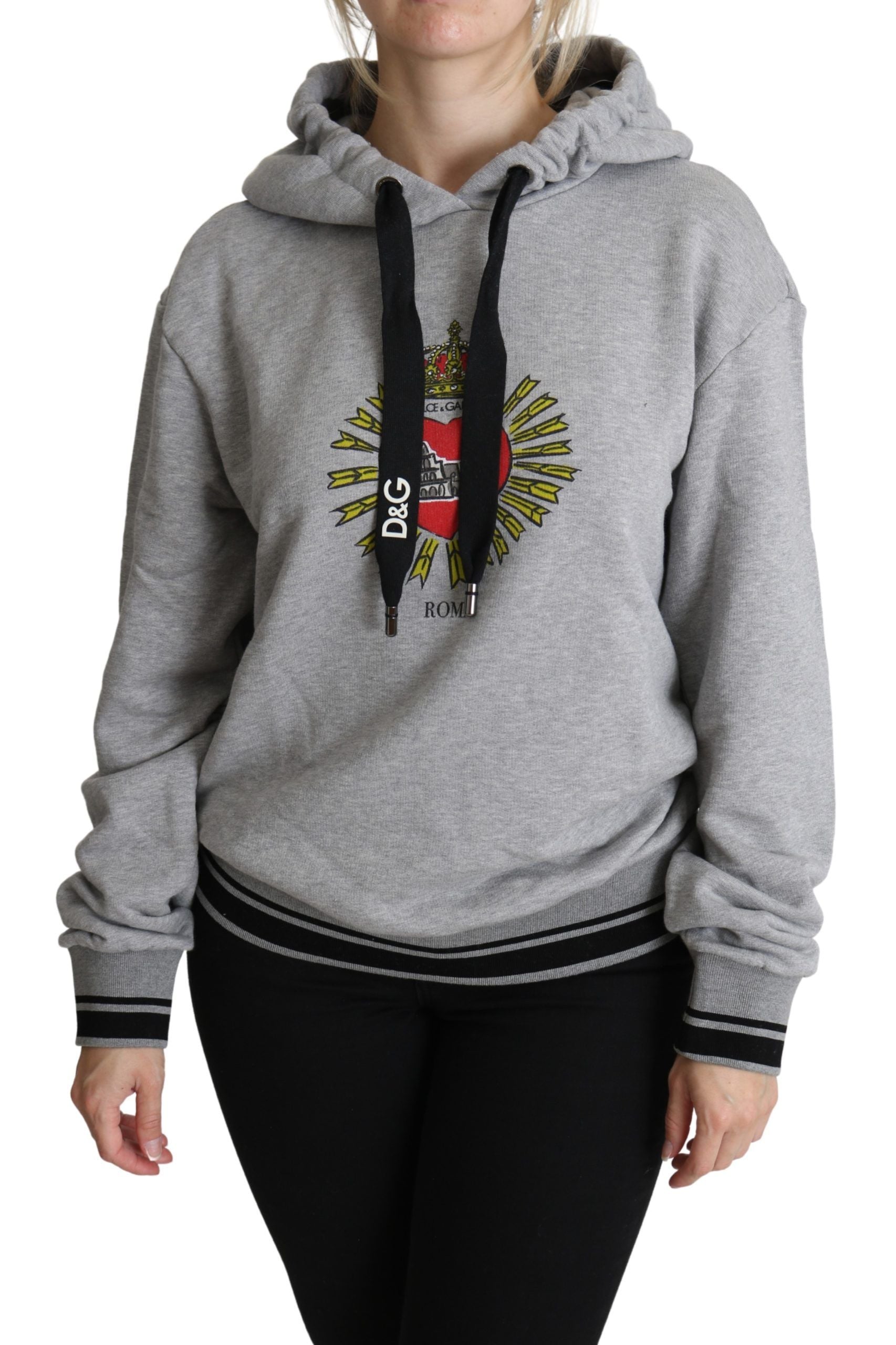 Dolce & Gabbana Gray Printed Hooded Exclusive Logo Sweater Dolce & Gabbana