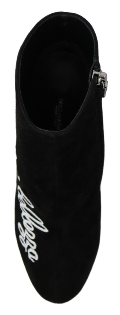 Dolce & Gabbana Black Suede L'Amore E'Bellezza Boots Shoes Dolce & Gabbana
