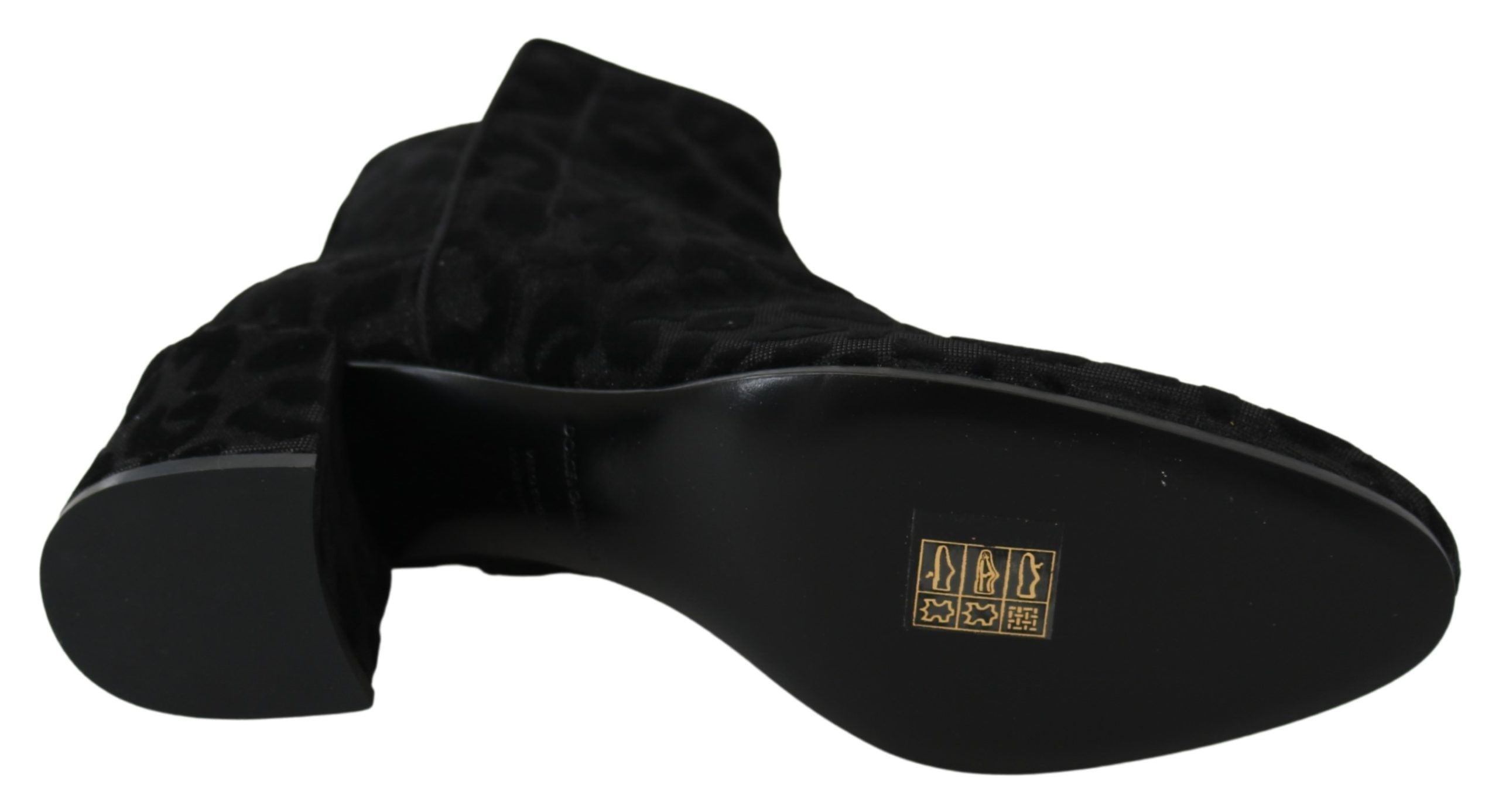 Dolce & Gabbana Black Leopard Short Boots Zipper Shoes Dolce & Gabbana