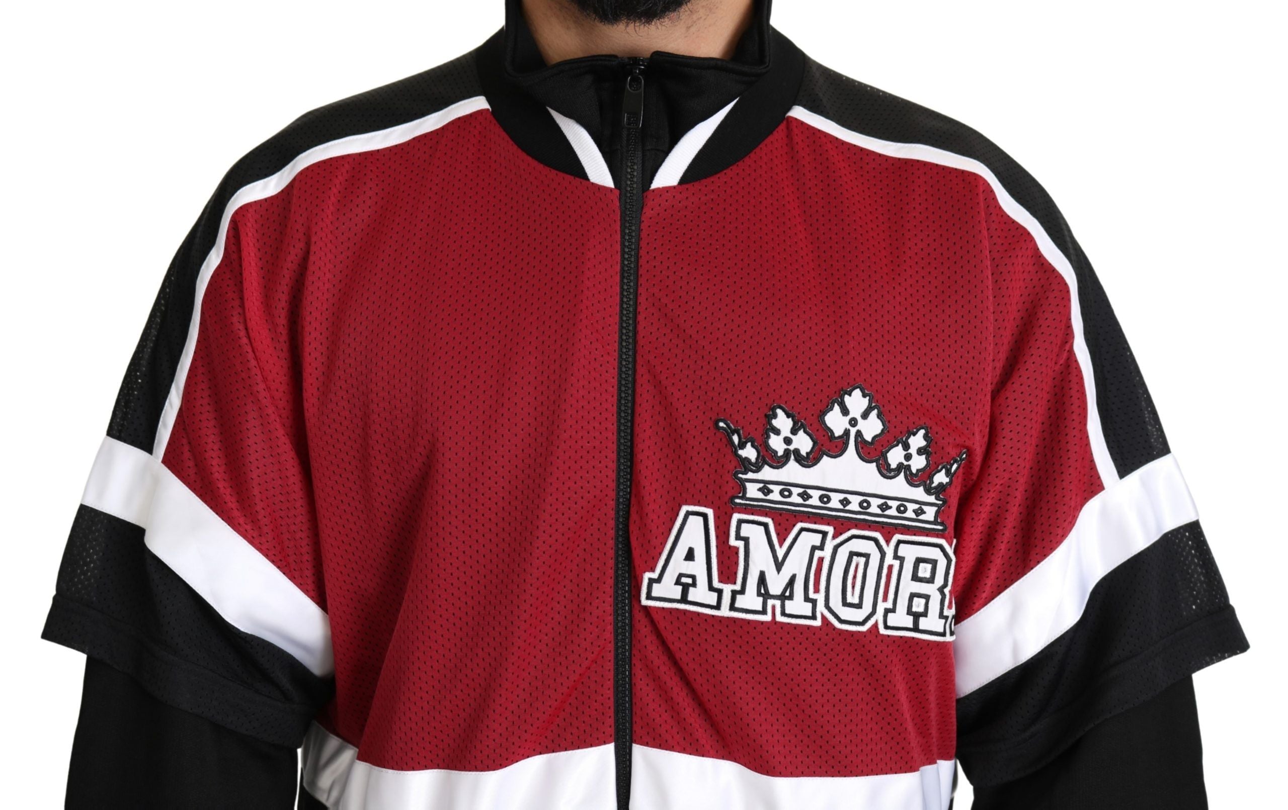 Dolce & Gabbana Red Black AMORE Sport Full Zipper Sweater Dolce & Gabbana