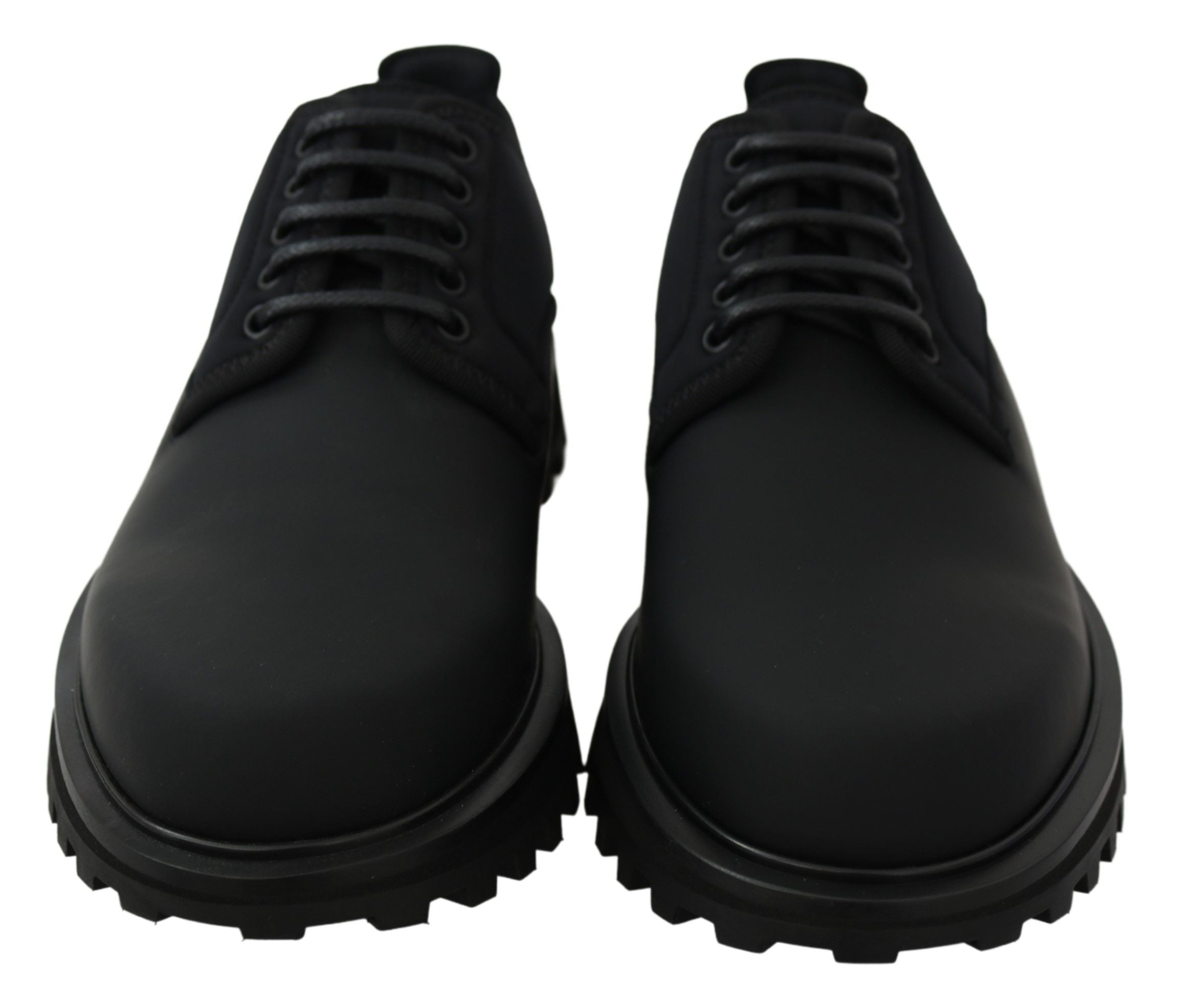 Dolce & Gabbana Black Rubberized Calfskin Chunky Derby Vulcano Shoes Dolce & Gabbana