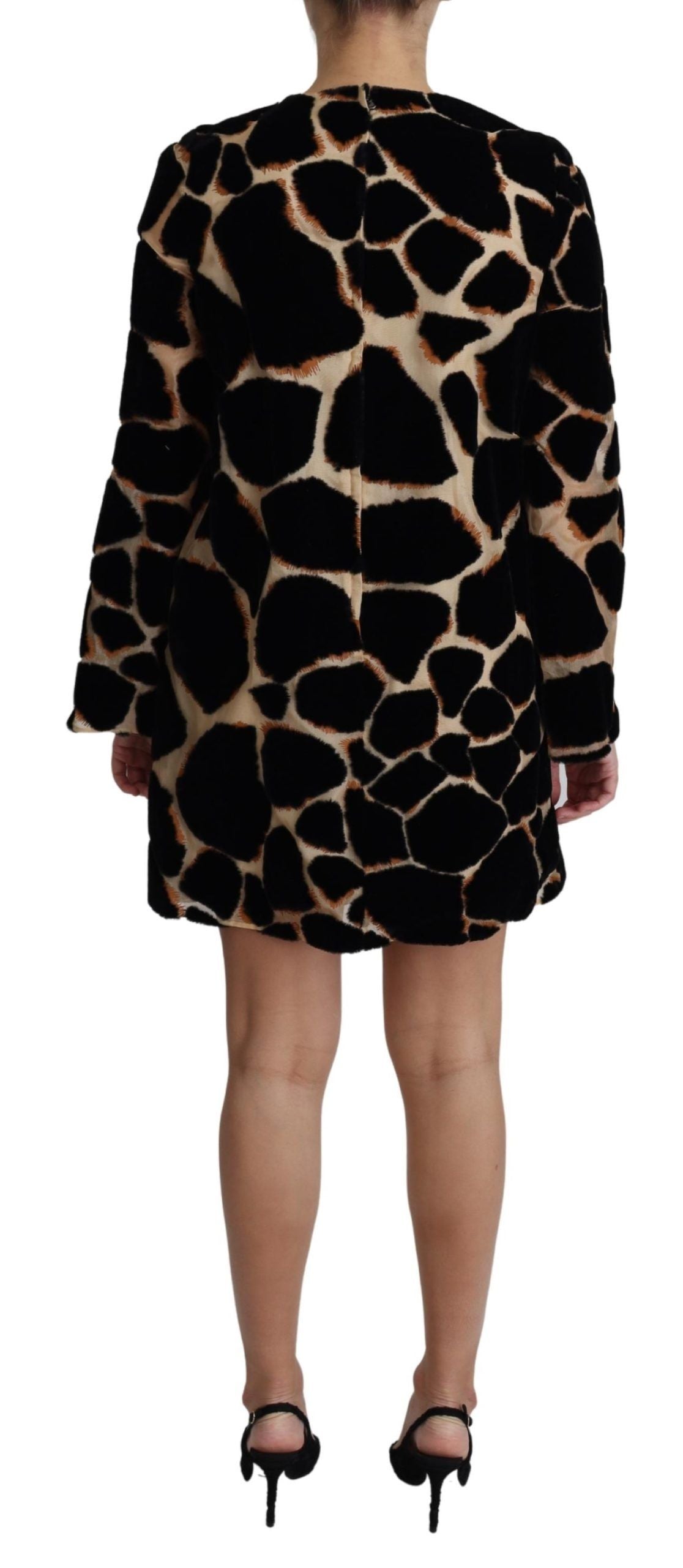 Dolce & Gabbana Black Giraffe Print Shift Mini Dress Dolce & Gabbana