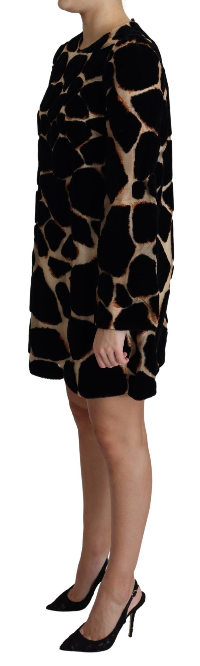 Dolce & Gabbana Black Giraffe Print Shift Mini Dress Dolce & Gabbana