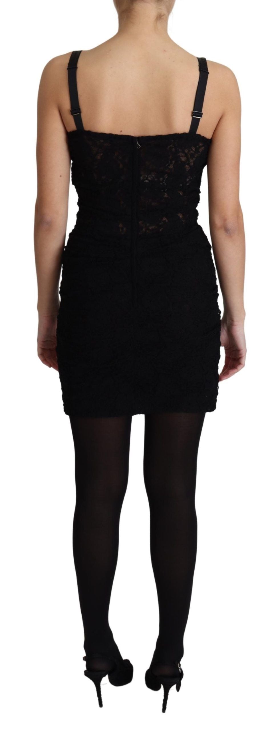 Dolce & Gabbana Black Lace Up Floral Corset Bustier Mini Dress Dolce & Gabbana