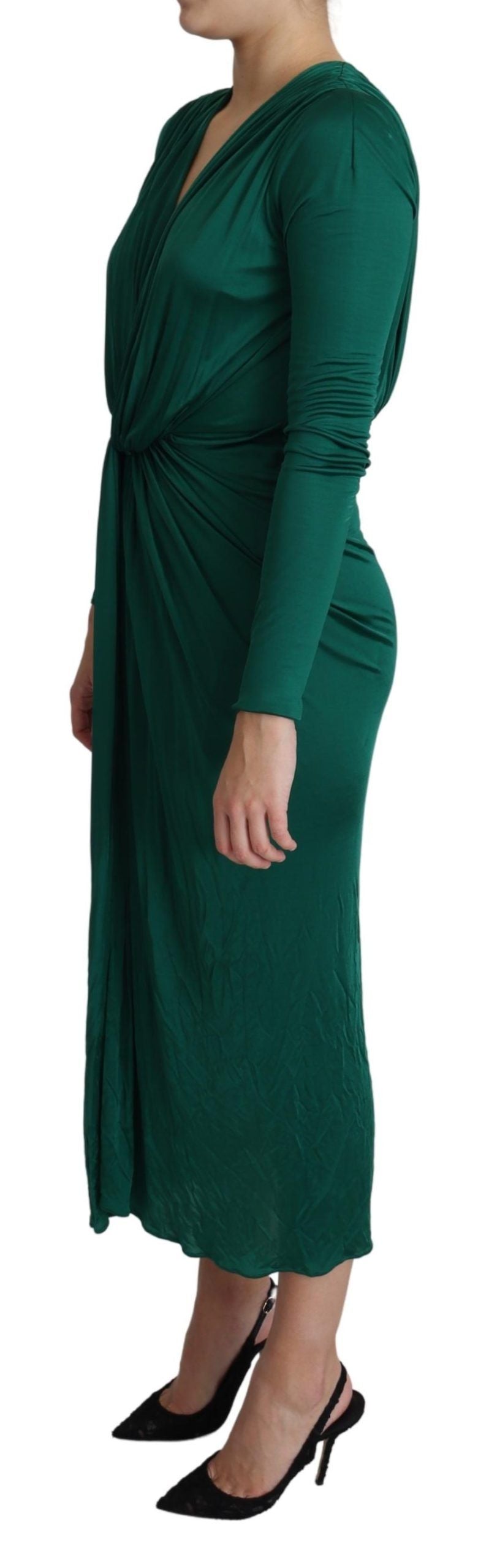 Dolce & Gabbana Green Fitted Silhouette Midi Viscose Dress Dolce & Gabbana
