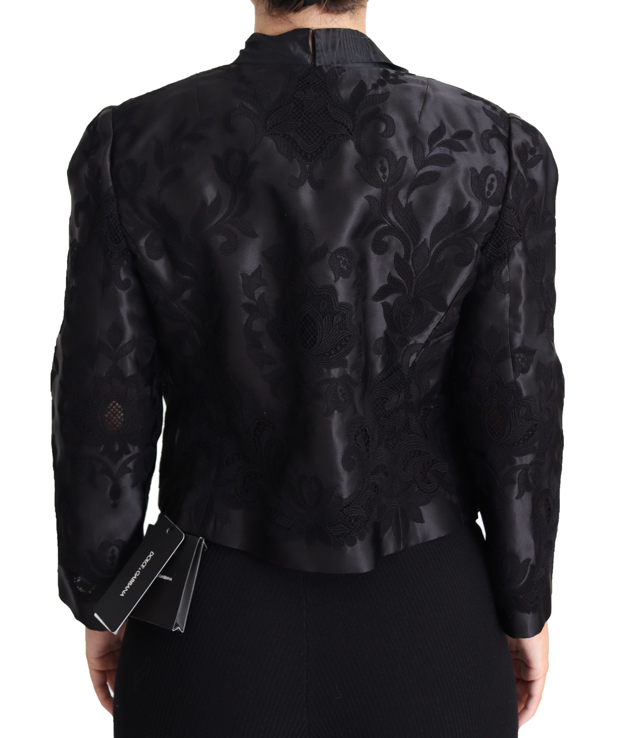 Dolce & Gabbana Black Lace Sheer Corset Organza Silk Jacket Dolce & Gabbana