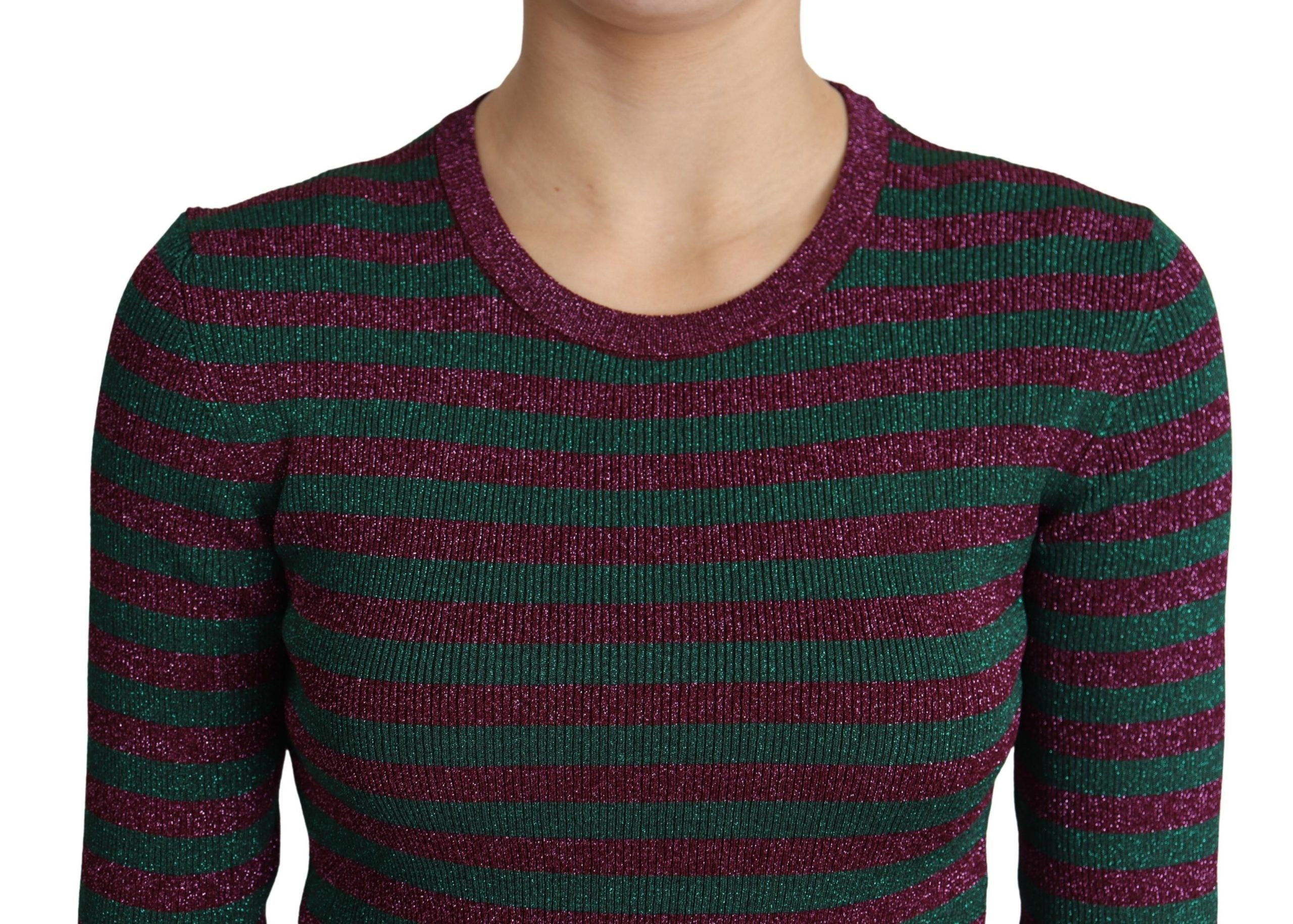 Dolce & Gabbana Multicolor Stripes Crew Neck Pullover Sweater Dolce & Gabbana