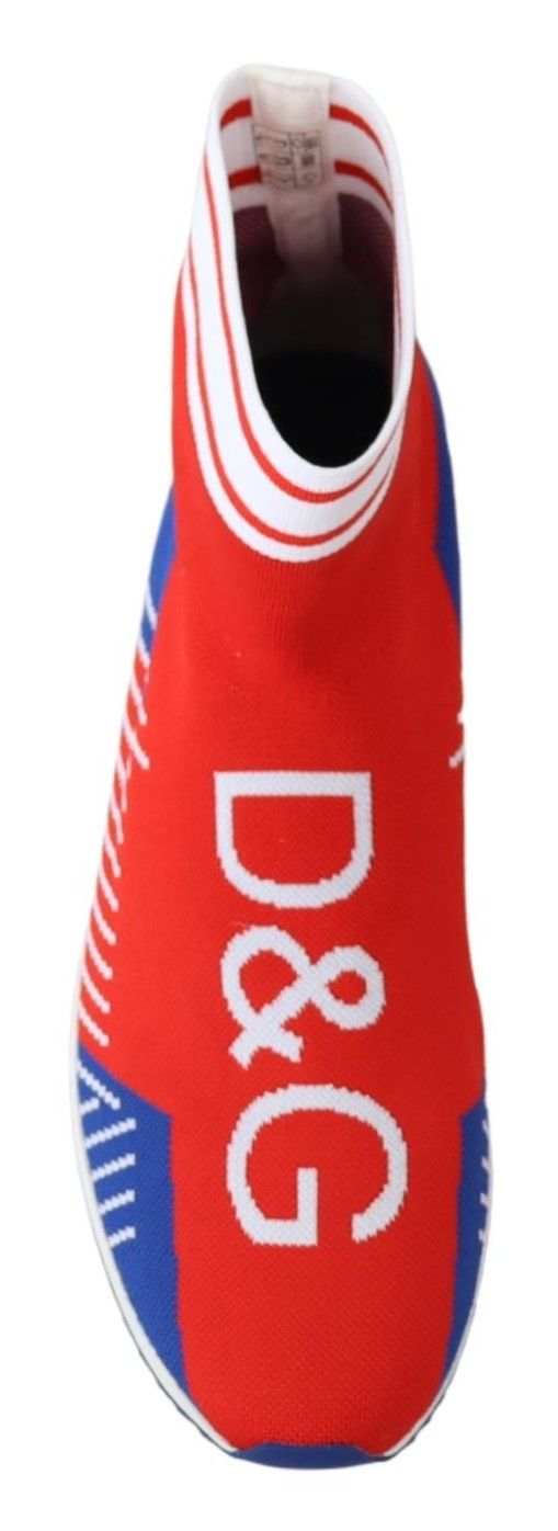 Dolce & Gabbana Blue Red Sorrento Logo Sneakers Socks Shoes Dolce & Gabbana