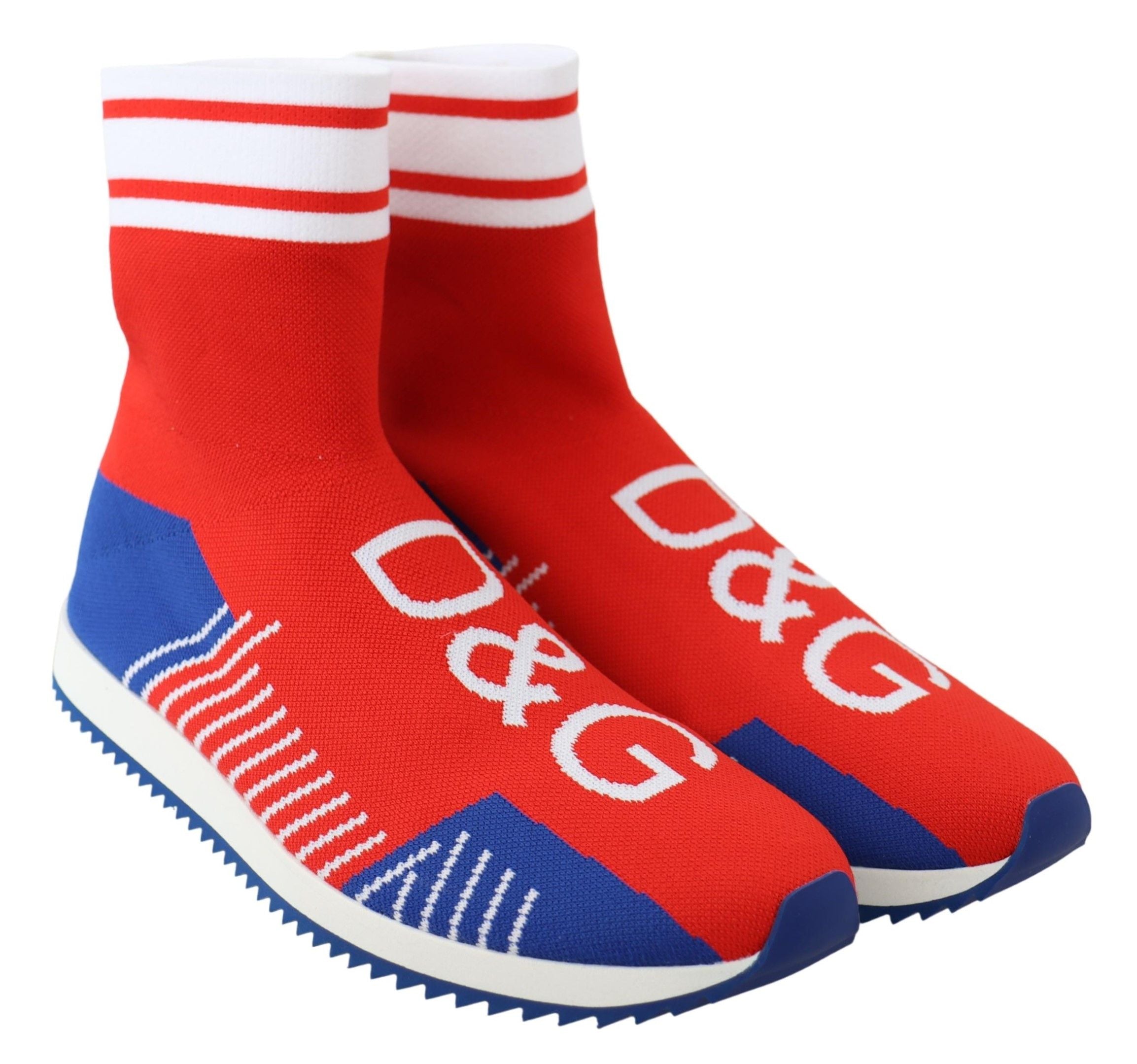 Dolce & Gabbana Blue Red Sorrento Logo Sneakers Socks Shoes Dolce & Gabbana