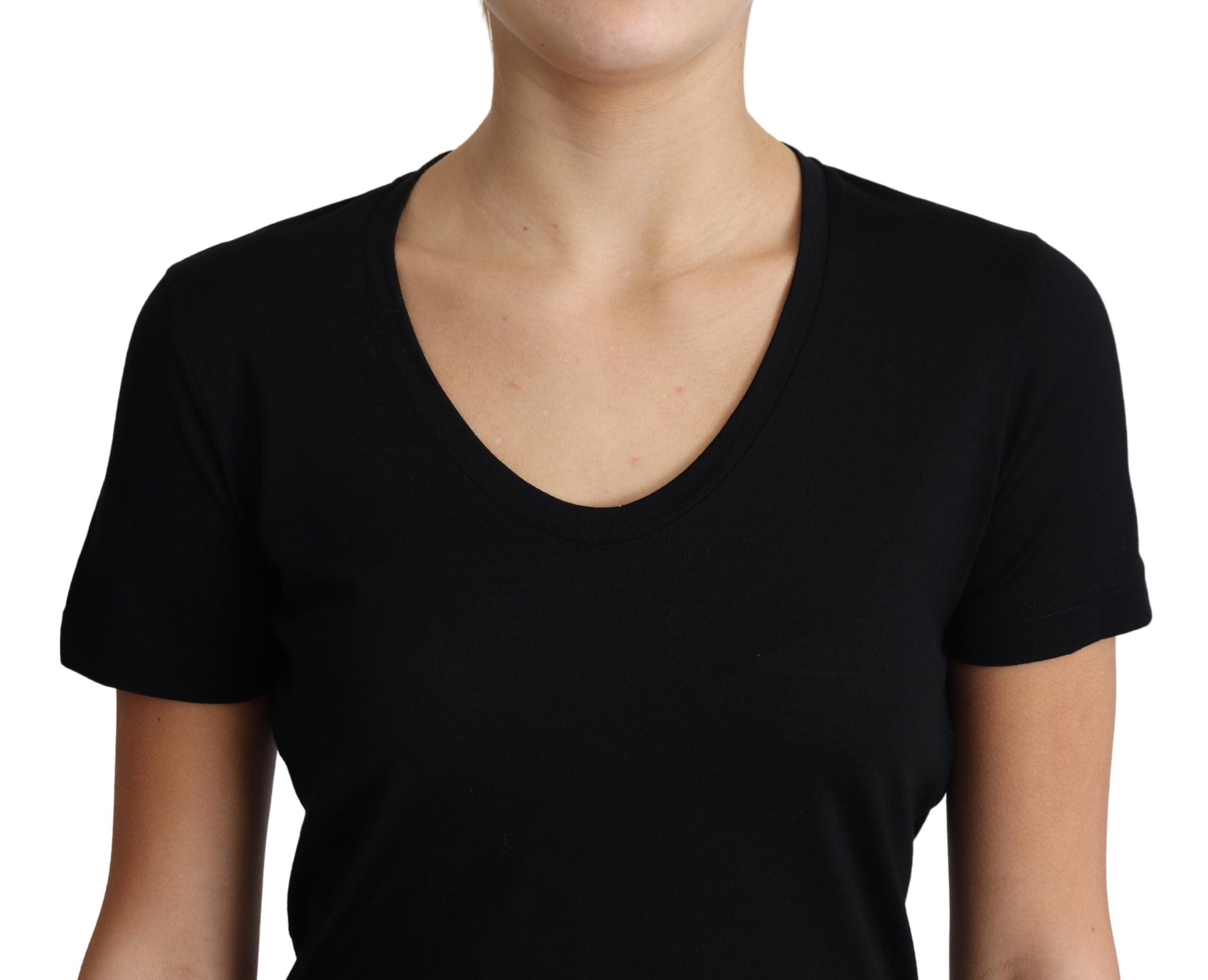 Dolce & Gabbana Black Wool Round Neck Short Sleeves T-shirt Dolce & Gabbana