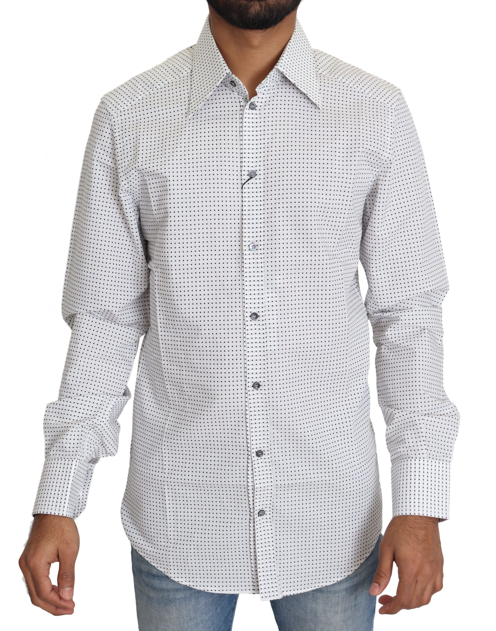 Dolce & Gabbana Black White Polka Dots Dress Shirt Dolce & Gabbana