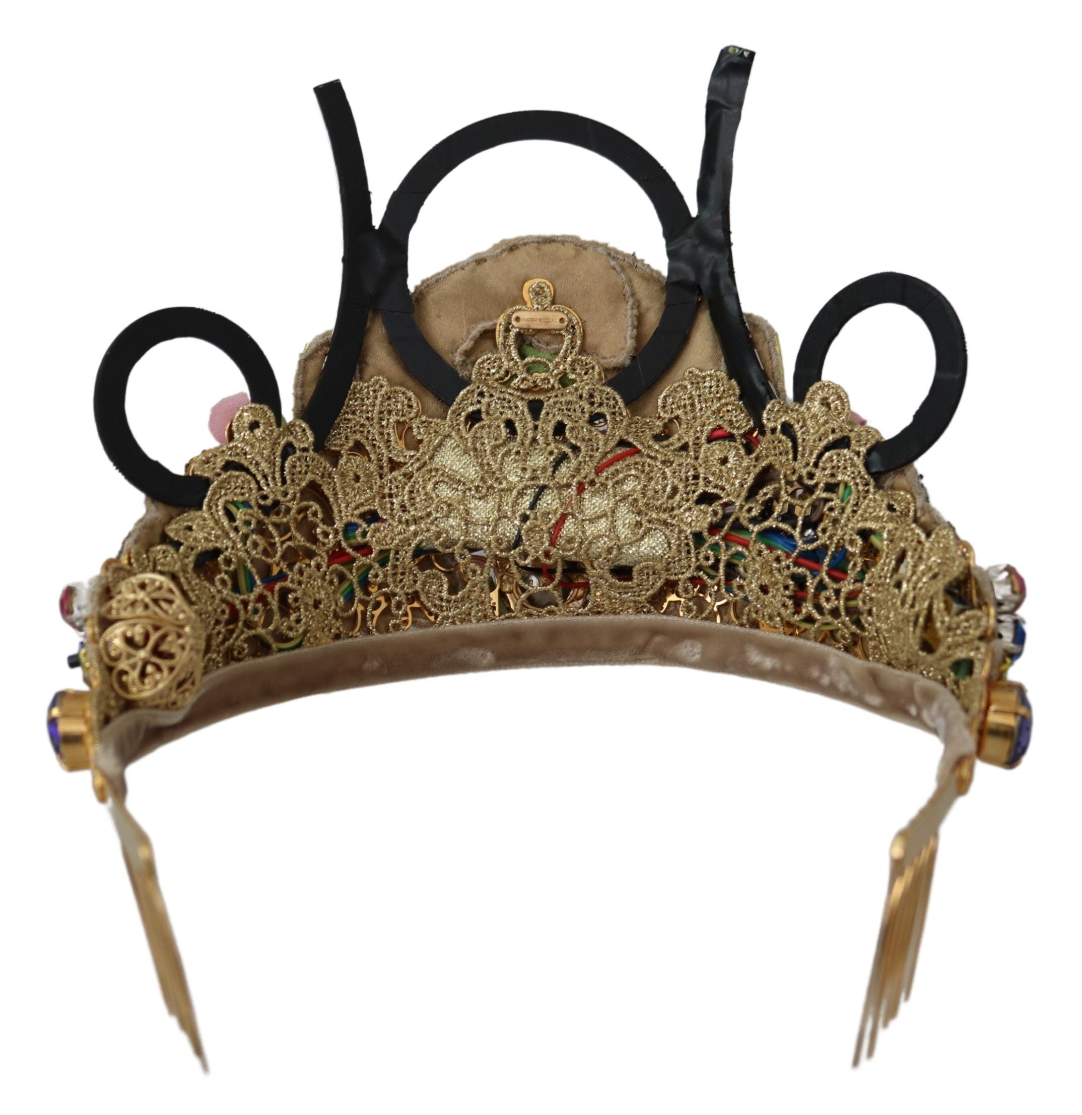 Dolce & Gabbana Gold Brass Floral Crystals LED Lights Crown Tiara Diadem Dolce & Gabbana