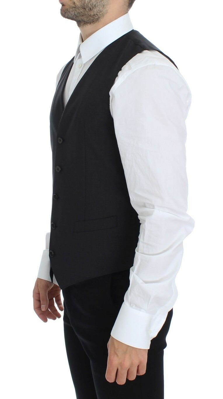 Dolce & Gabbana Gray Wool Stretch Dress Blazer Vest Dolce & Gabbana