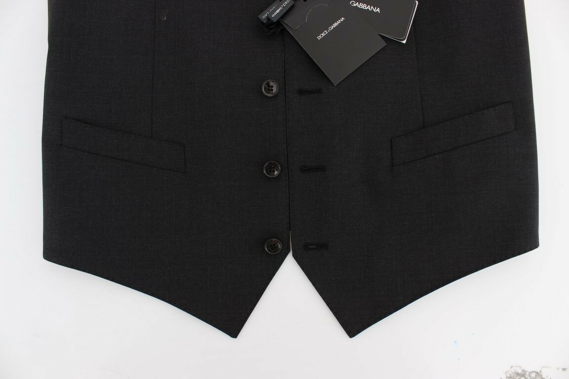 Dolce & Gabbana Gray Wool Stretch Dress Blazer Vest Dolce & Gabbana