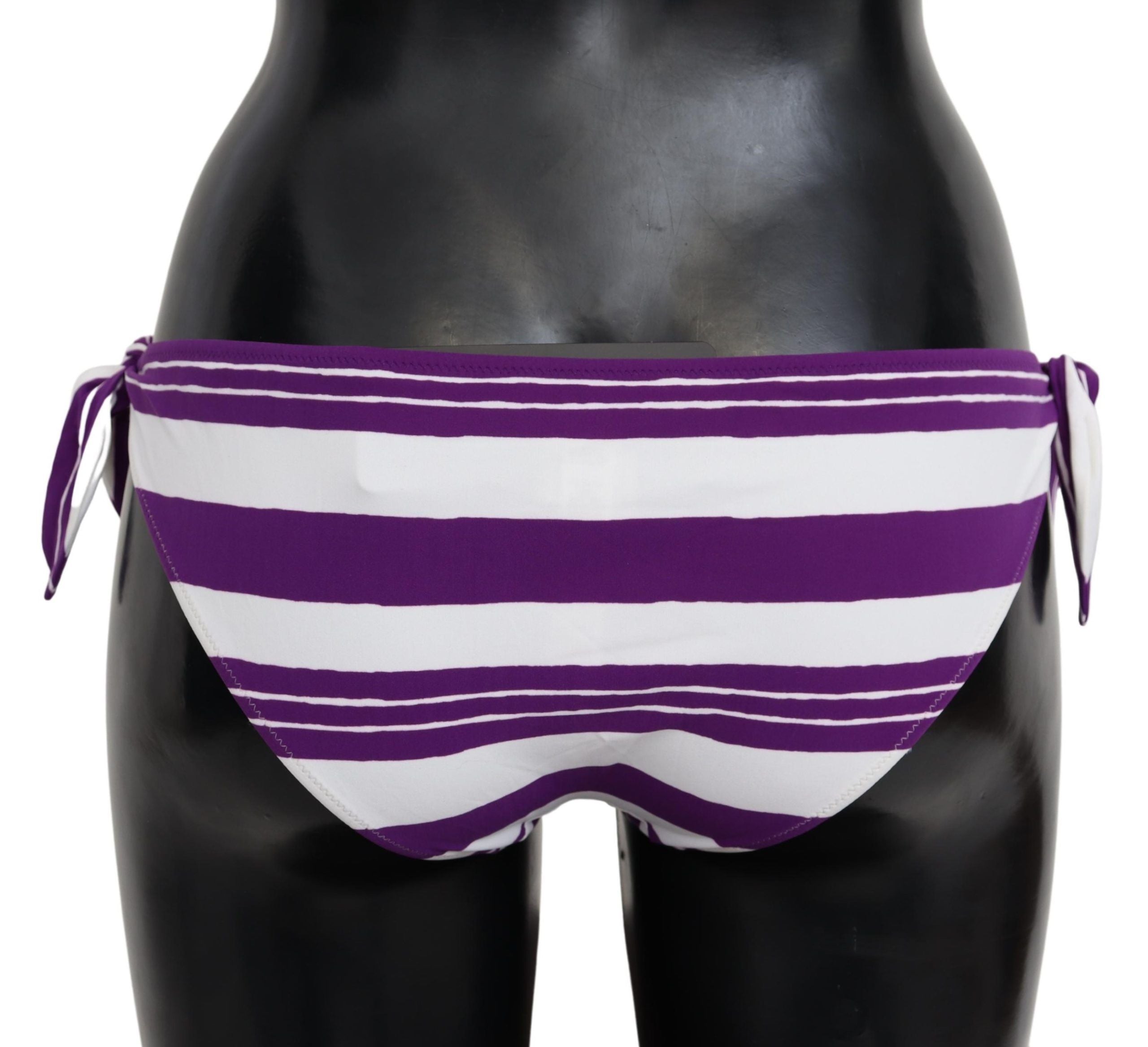 Dolce & Gabbana Purple White Stripes Beachwear Bikini Bottom Dolce & Gabbana