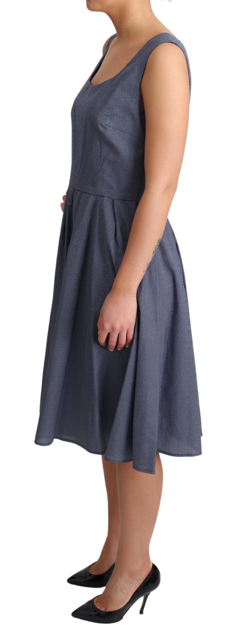 Dolce & Gabbana Blue Polka Cotton A-Line Stretch Dress Dolce & Gabbana