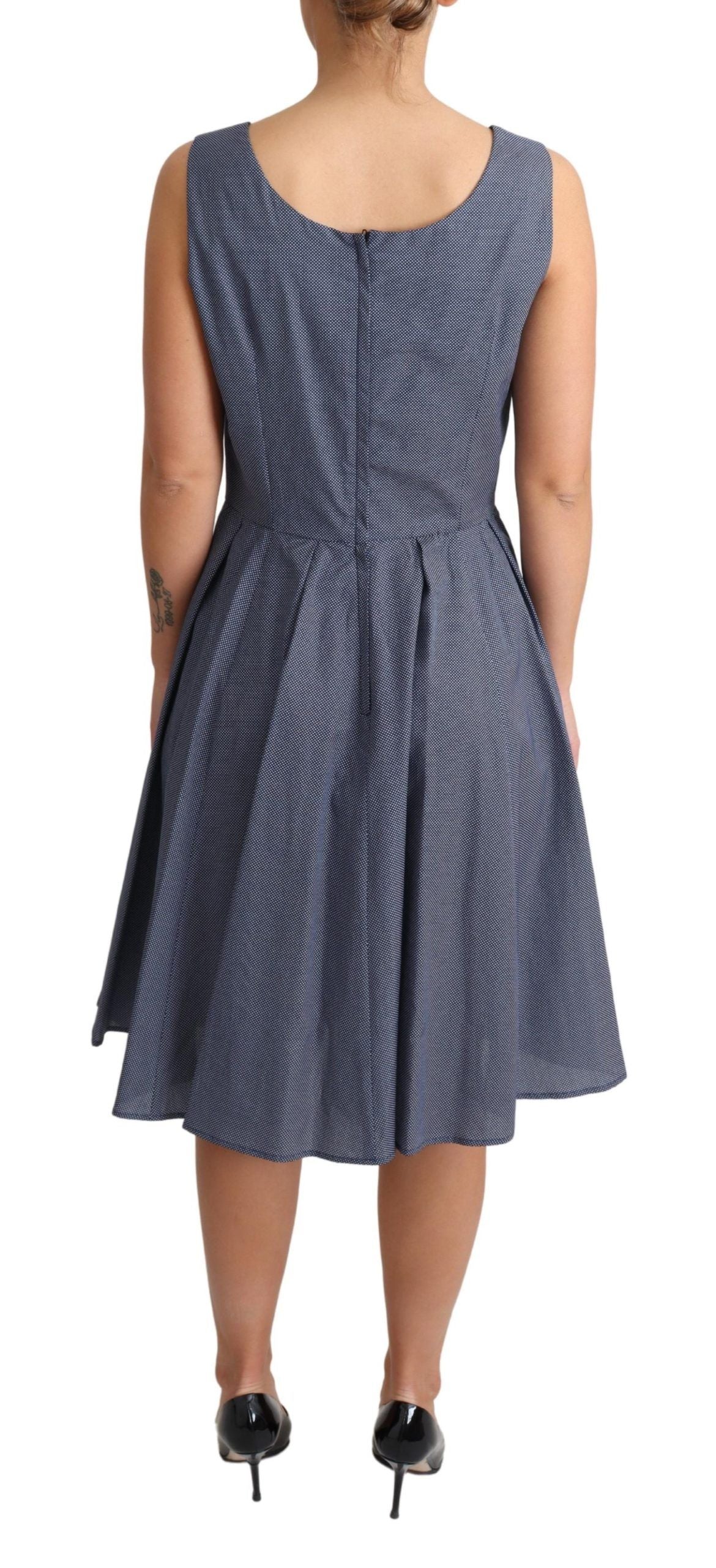 Dolce & Gabbana Blue Polka Cotton A-Line Stretch Dress Dolce & Gabbana
