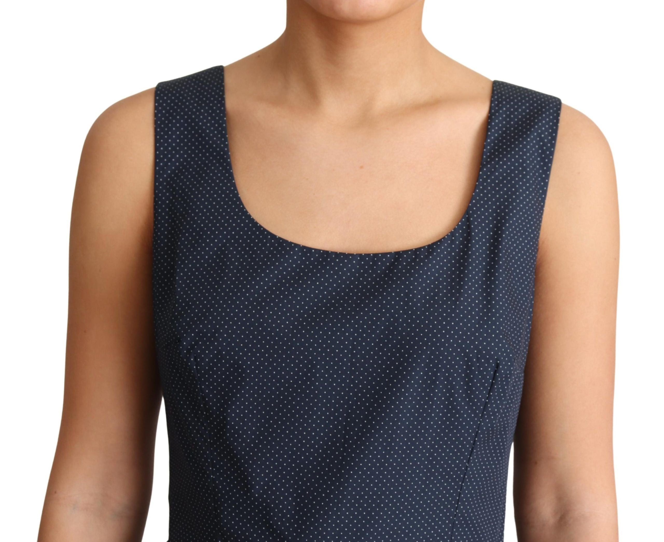 Dolce & Gabbana Blue Polka Dotted Cotton A-Line Dress Dolce & Gabbana