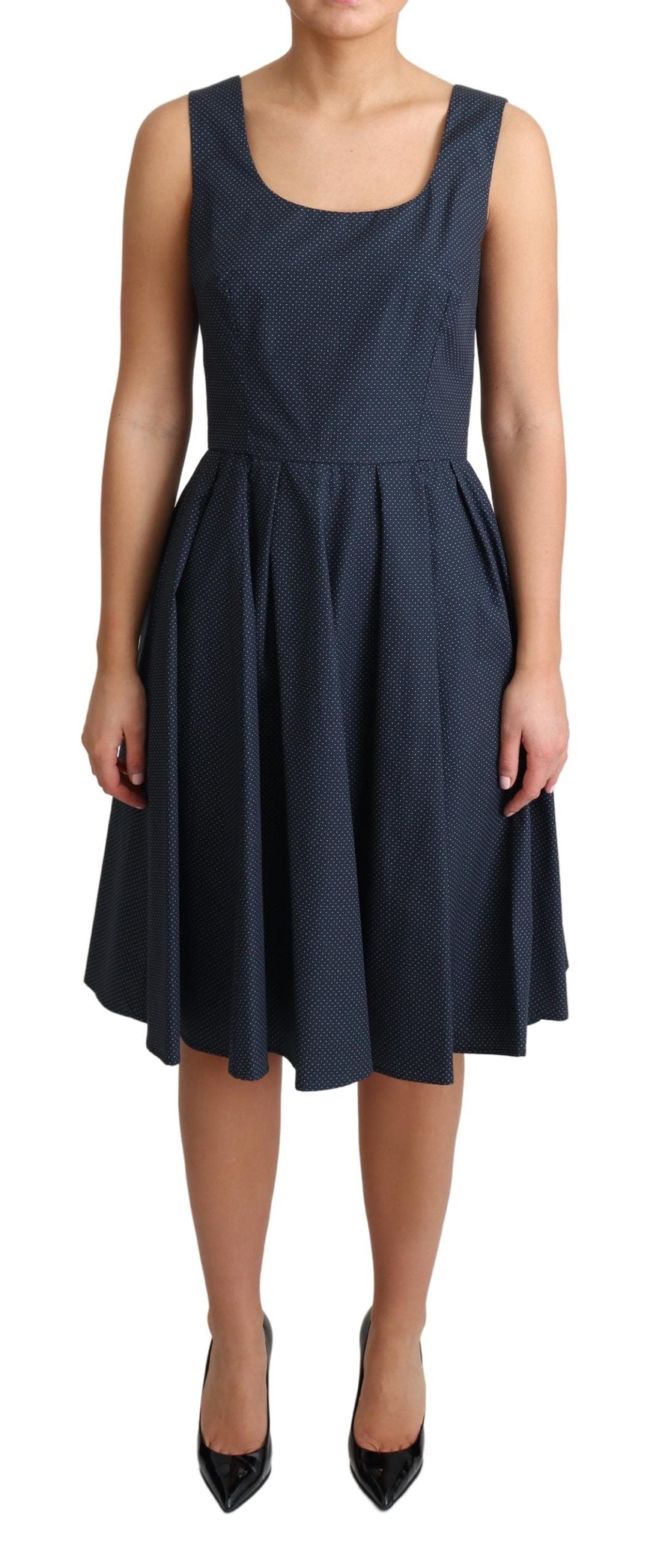 Dolce & Gabbana Blue Polka Dotted Cotton A-Line Dress Dolce & Gabbana
